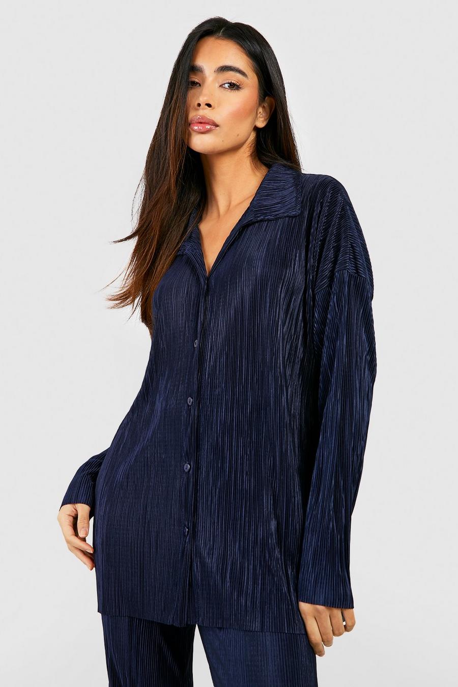 Plisse Oversized Relaxed Fit Shirt