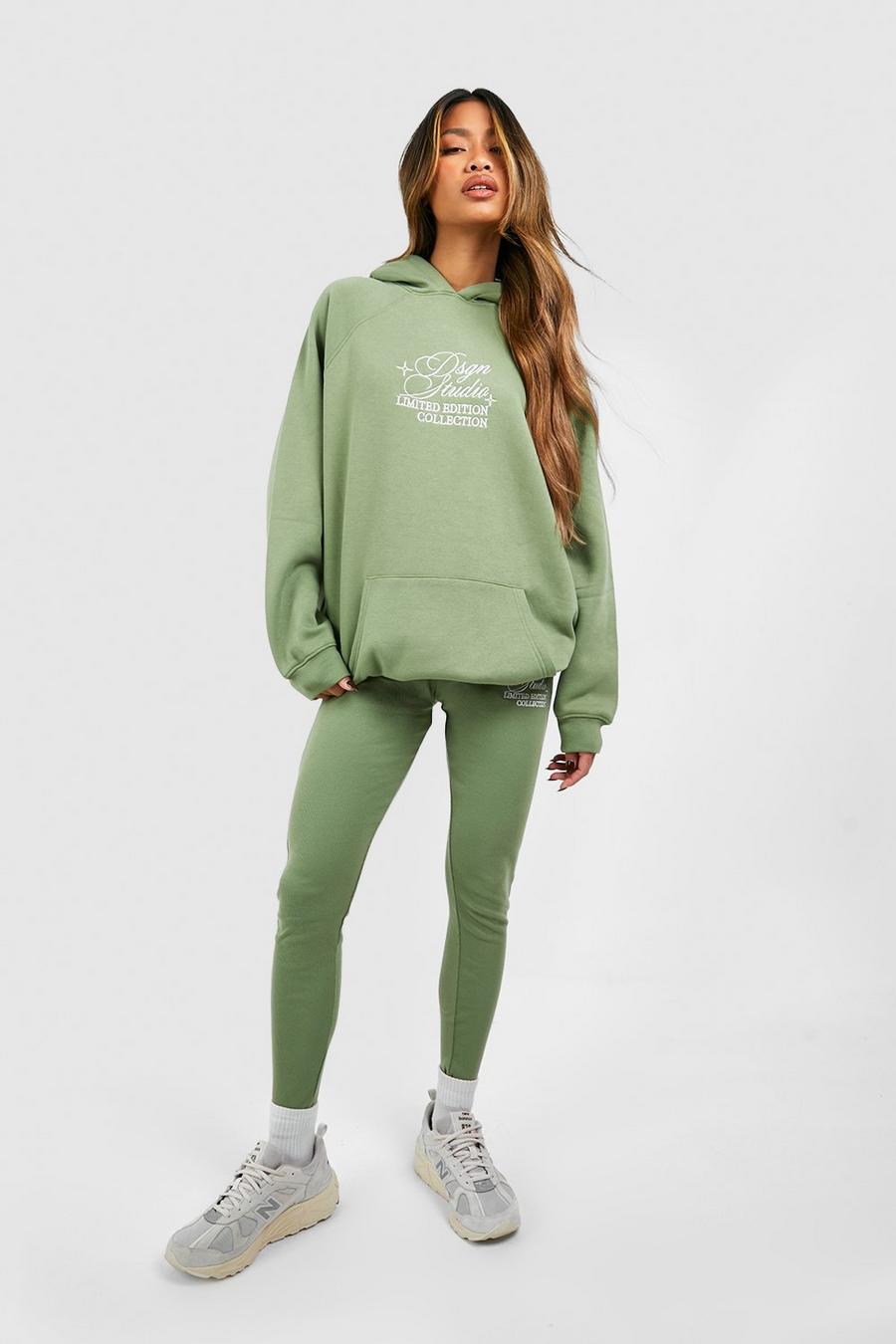 Green Dsgn Studio Oversized Hoodie And Ribbed Legging Set