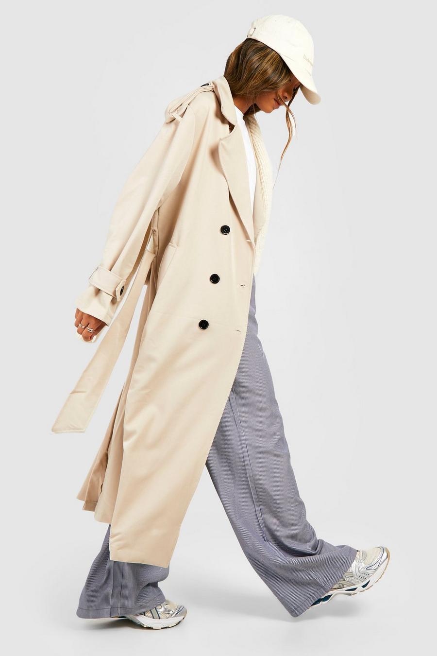 Cappotto Trench longuette con cintura, Stone