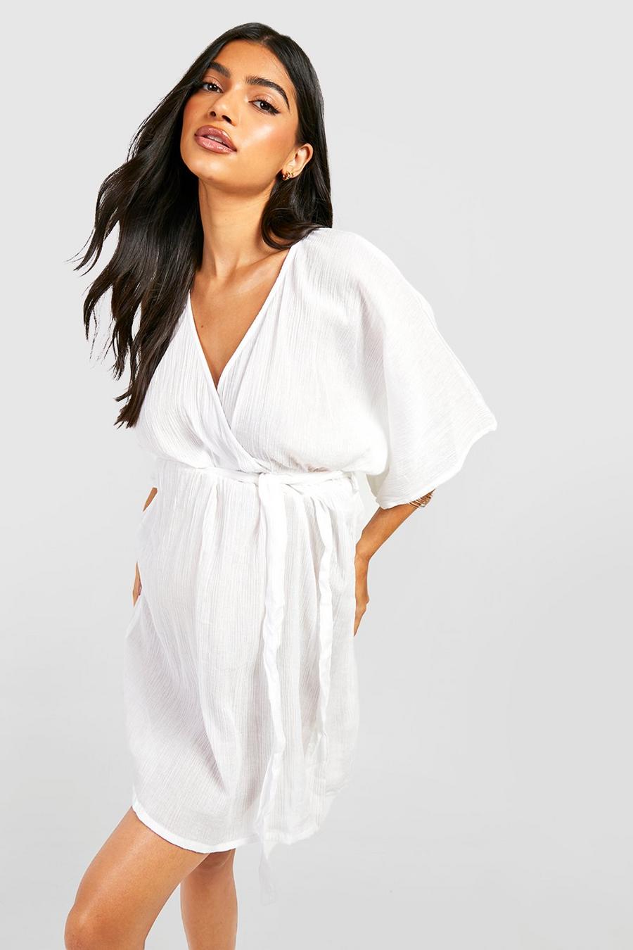Maternité - Robe de grossesse de plage courte, White