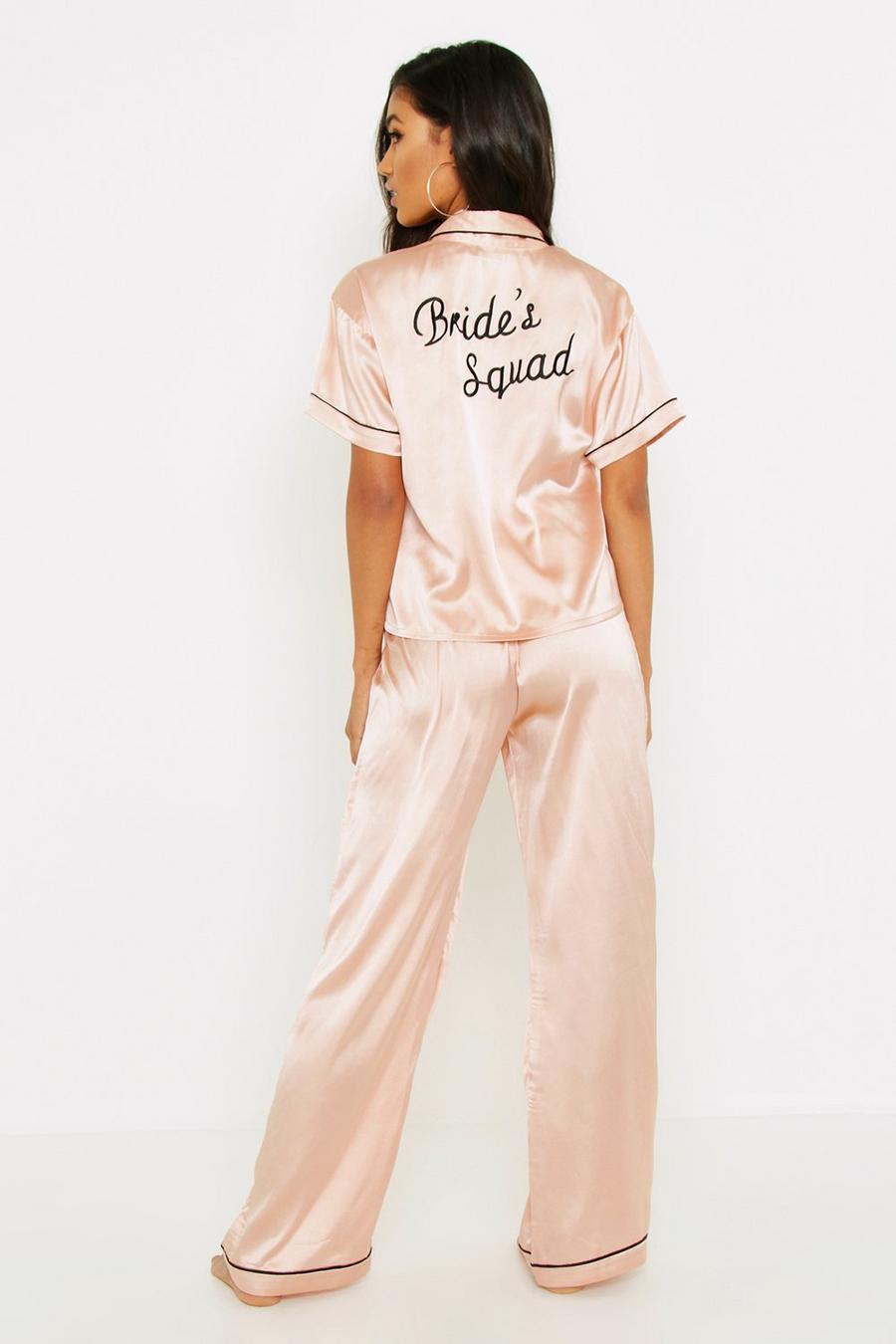 Rose gold Brides Squad Embroidered Pajamas