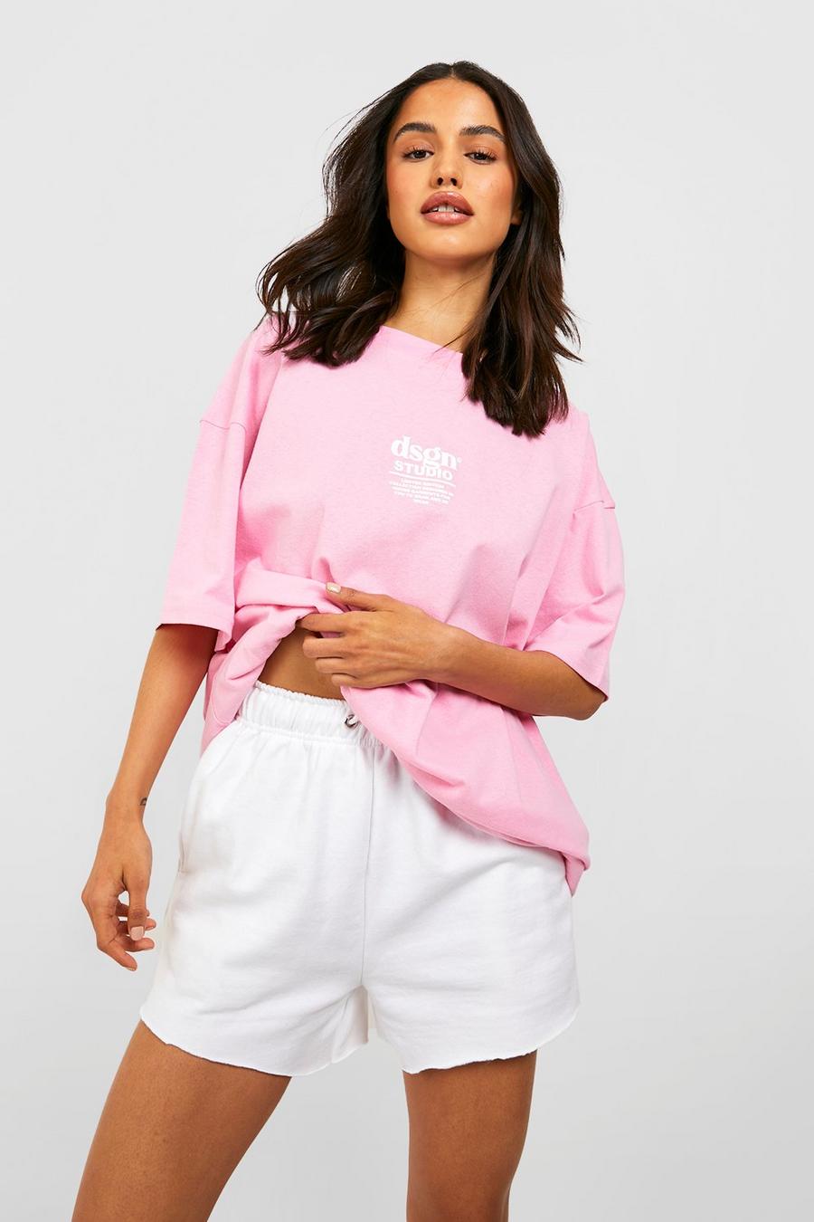 Camiseta oversize con estampado Dsgn Studio frontal y en la espalda, Pink