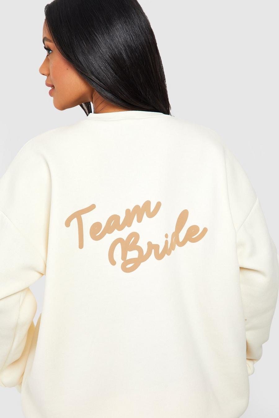 Ecru Team Bride Slogan Oversized Sweatshirt image number 1