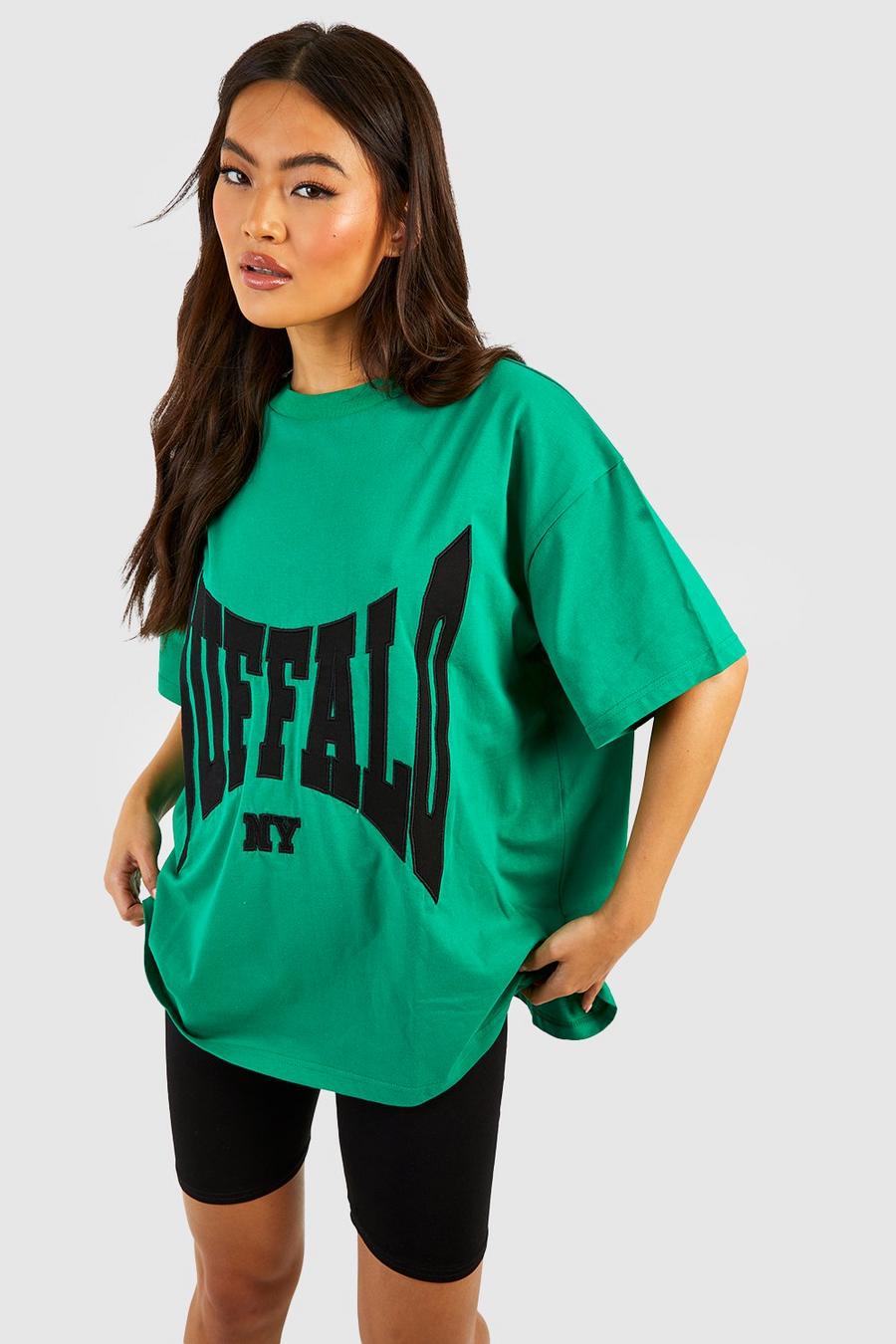 Oversize T-Shirt mit Buffalo-Applikation, Sage