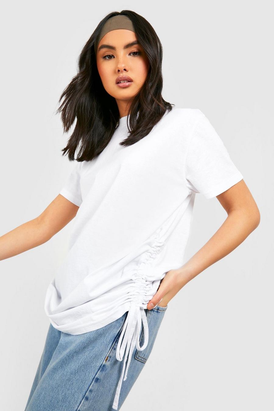 White Ruched Side T-Shirt