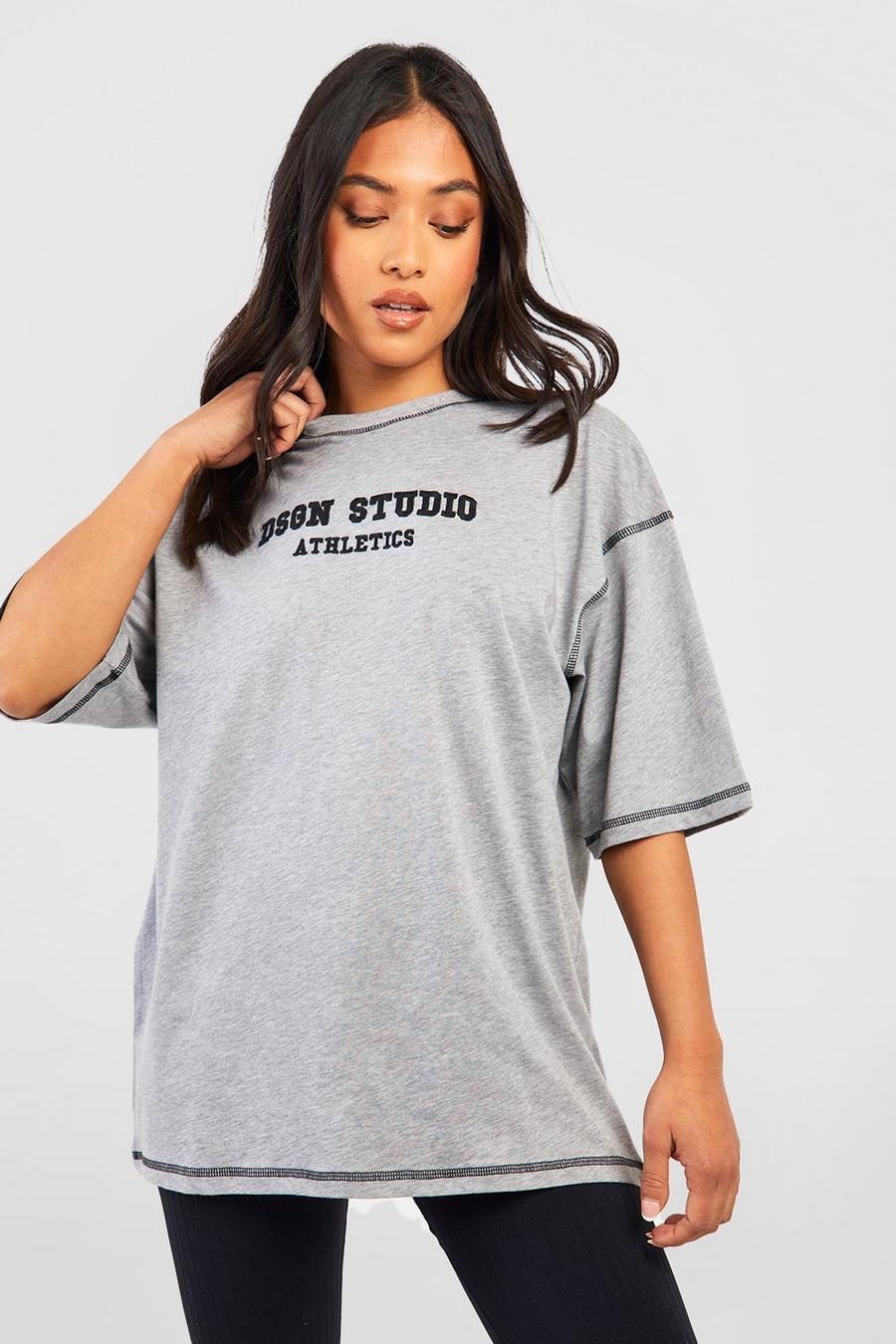 Grey marl Petite Dsgn Studio T-shirt med kontrastsömmar