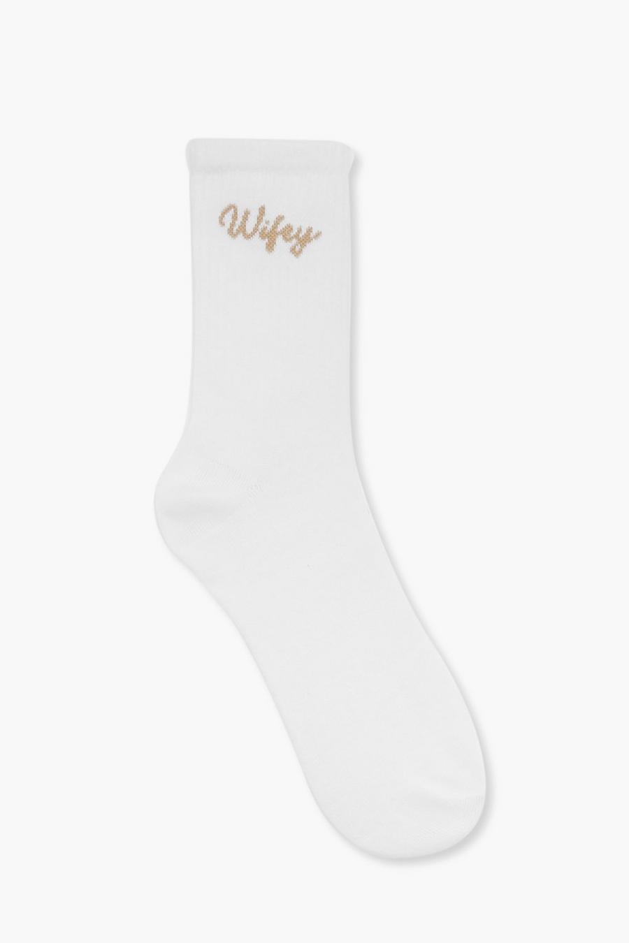 Chaussettes à slogan Wifey, White