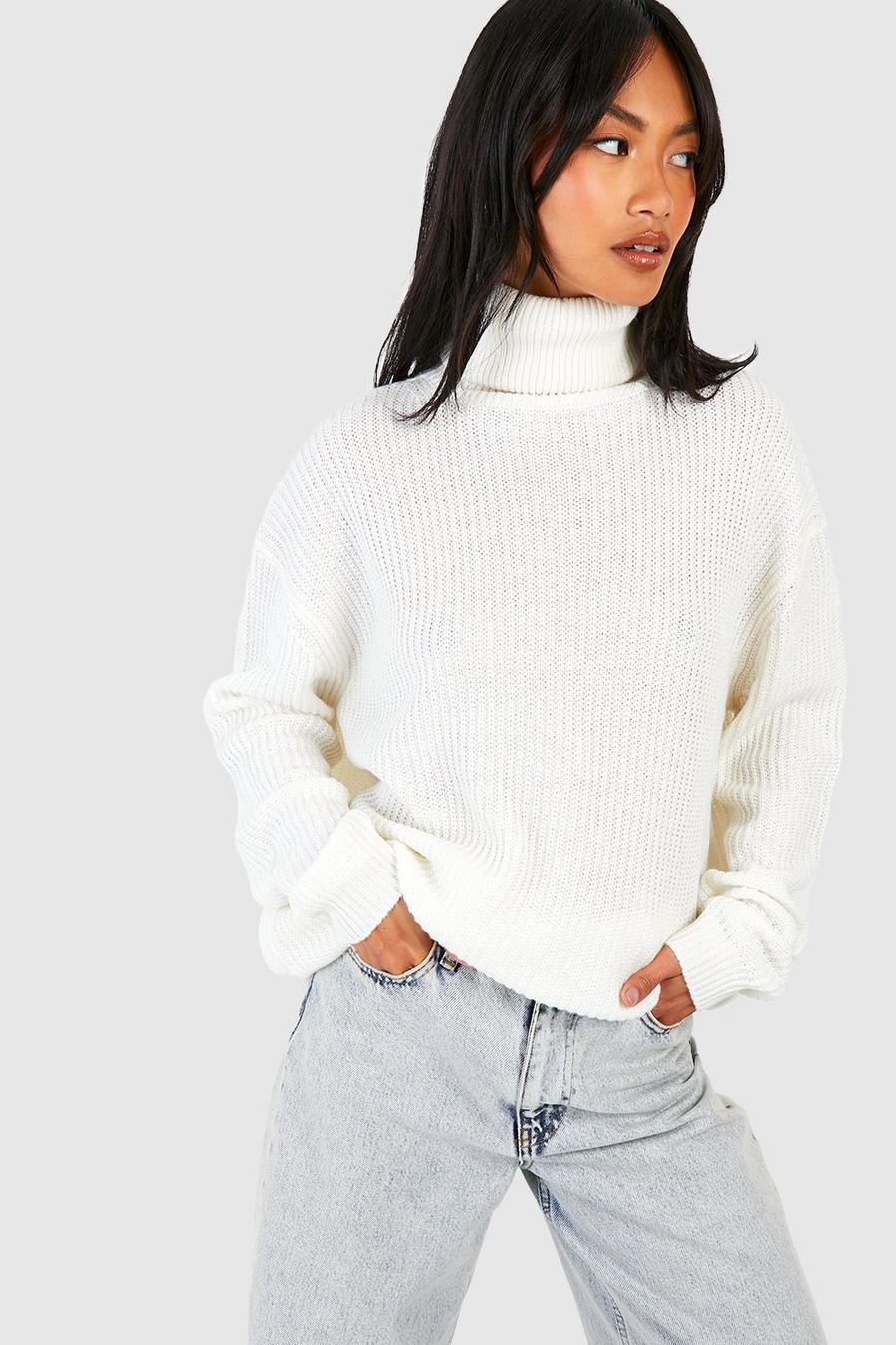Cream Oversized Turtleneck Sweater