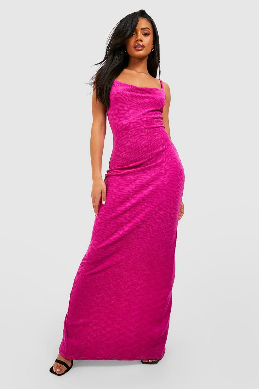 Purple Wave Texture Maxi Slip Dress