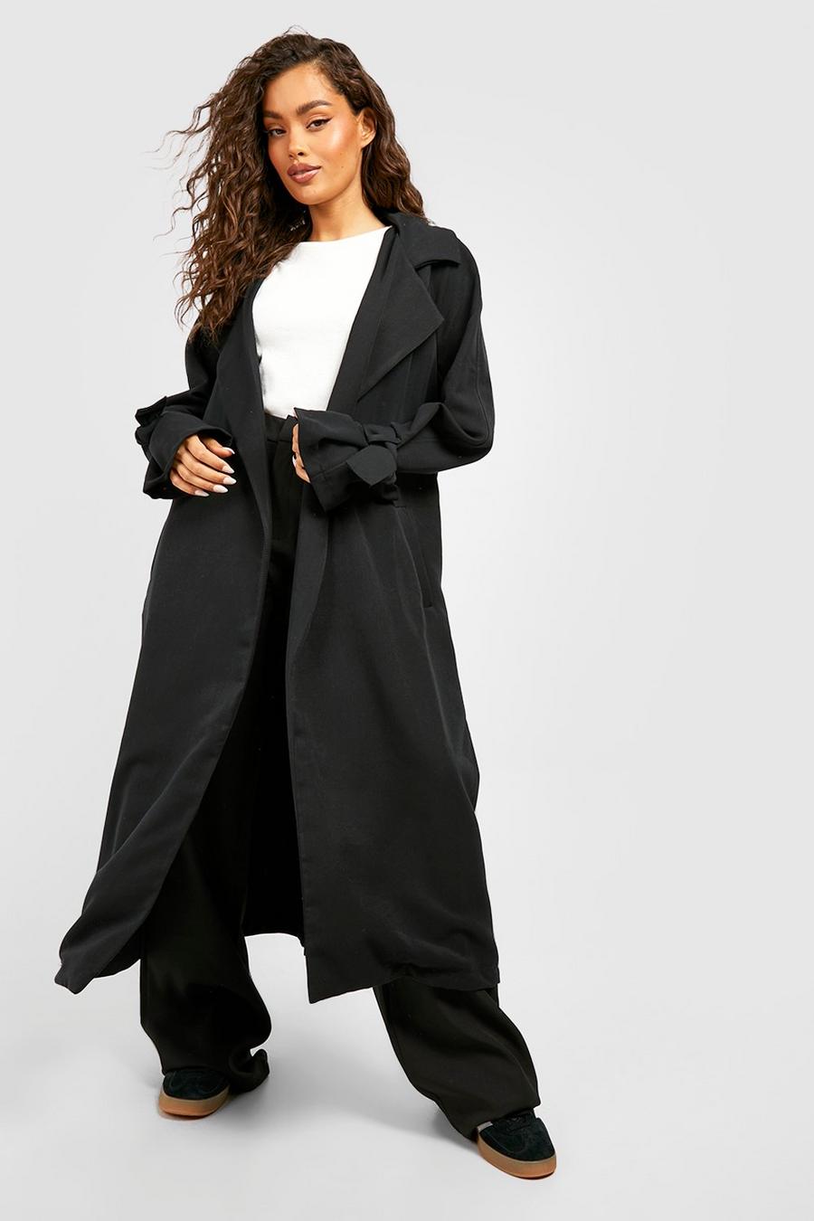 Black Relaxed Fit Trench Coat image number 1