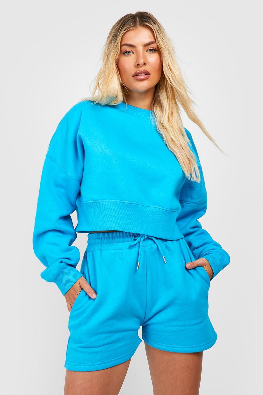 Blue Sweat Track Pants Short