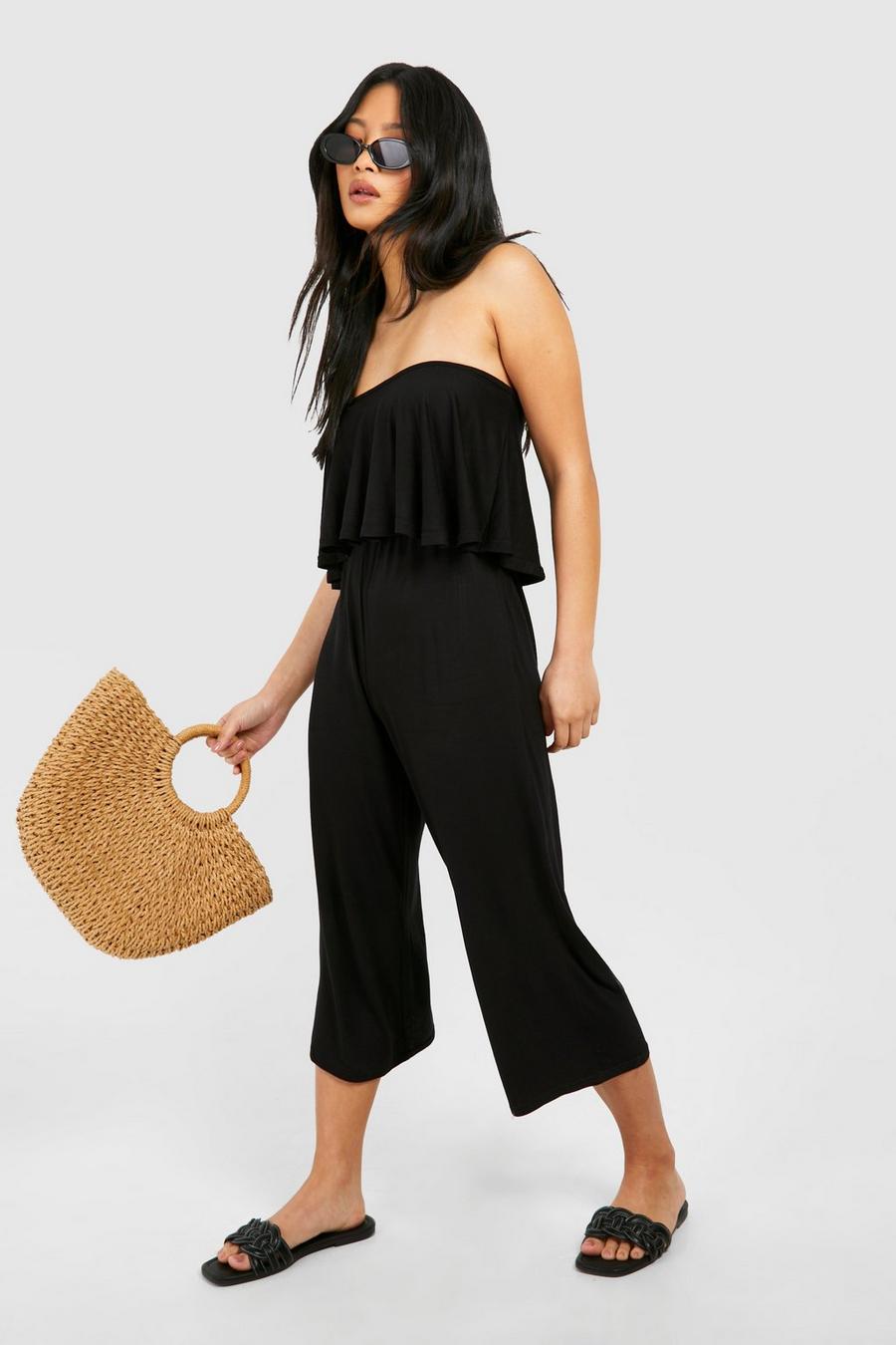 Black Petite Bandeau Culotte Jumpsuit