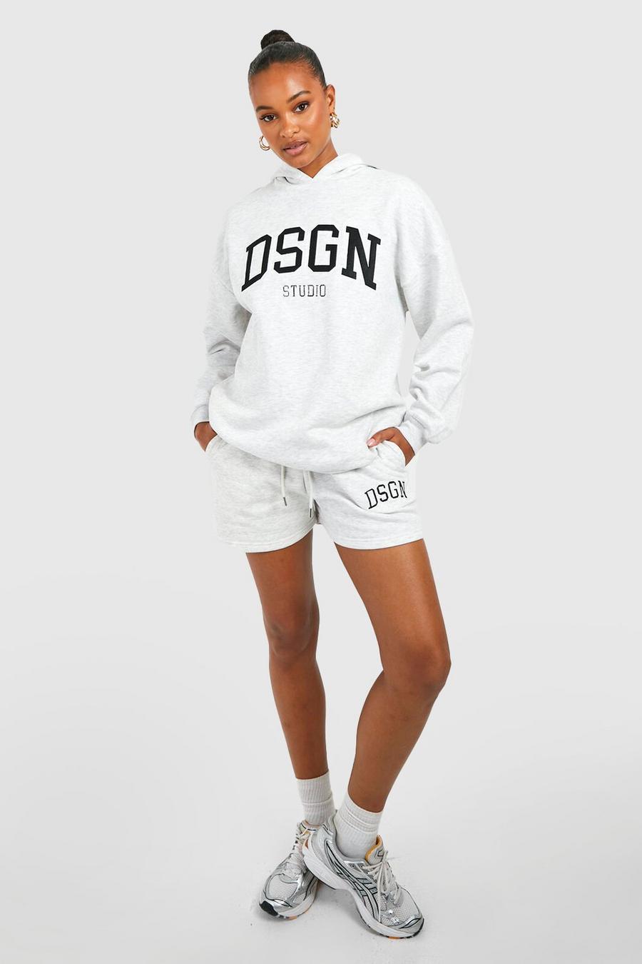 Ash grey Tall Applique DSGN Embroidered Oversized Hoodie image number 1