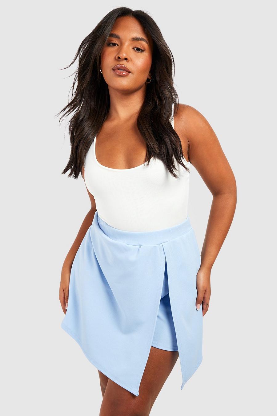 Grande taille - Jupe-short portefeuille, Cornflower blue