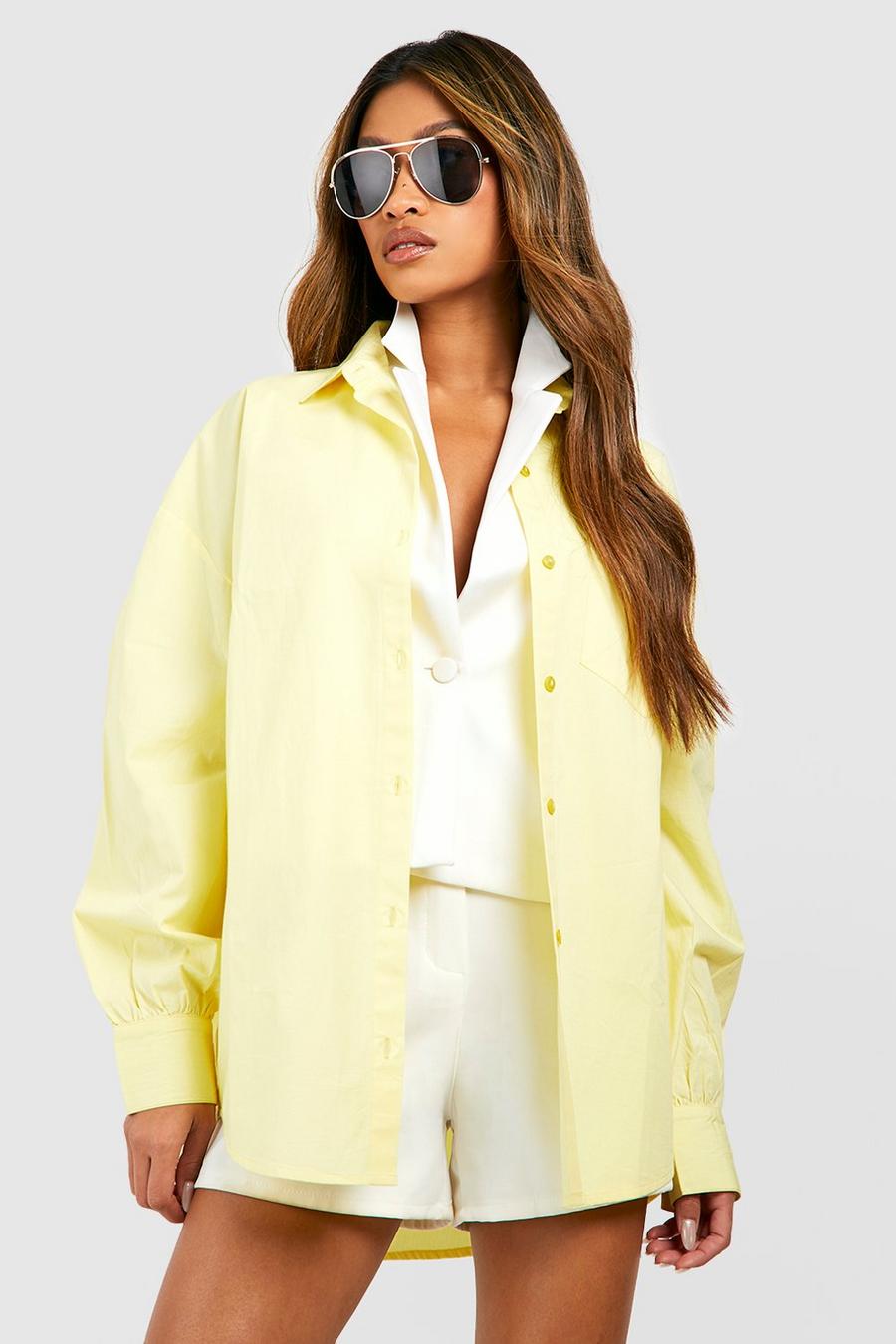 Oversize Hemd aus Baumwolle, Lemon