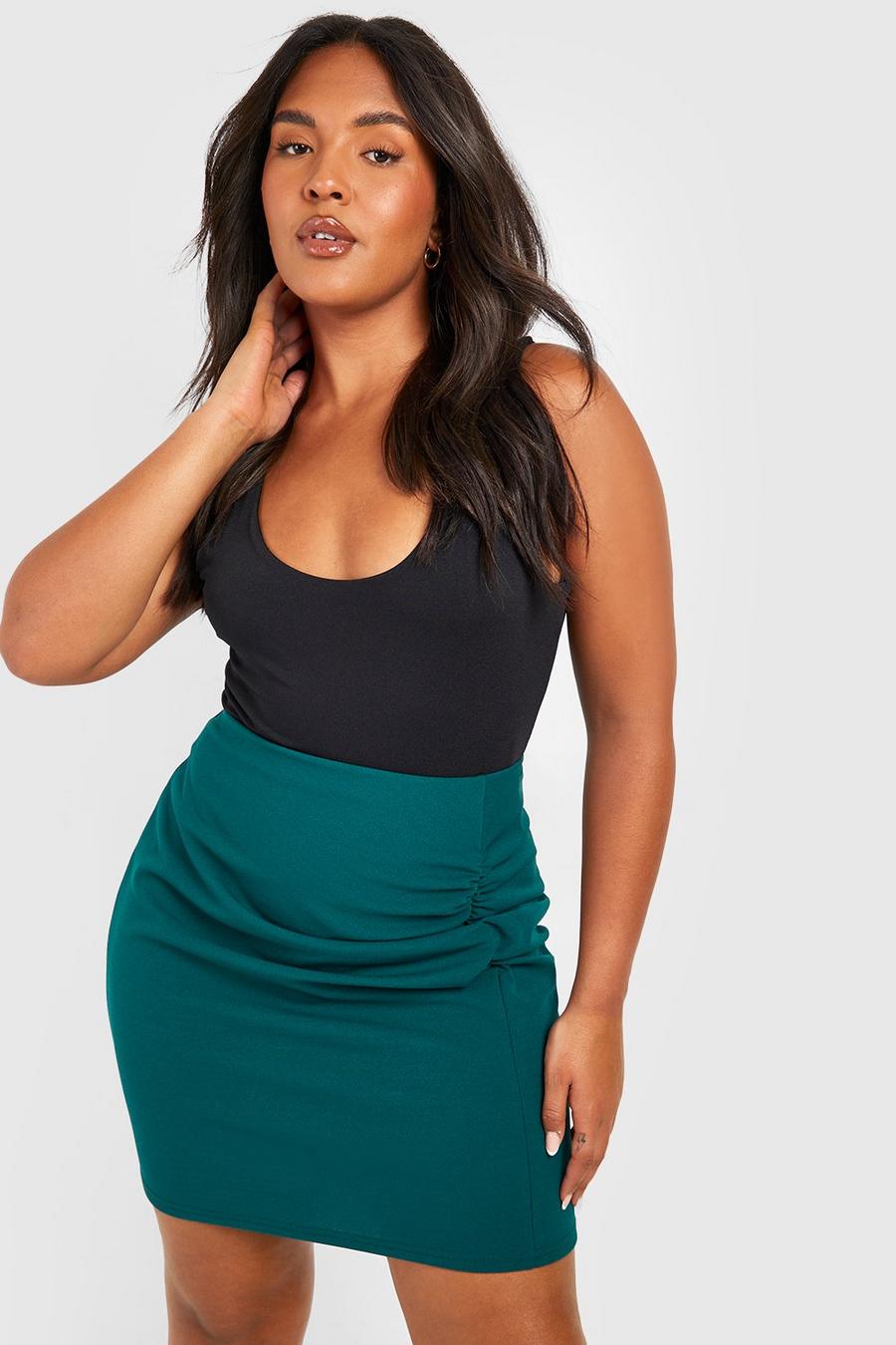 Green Plus Ruched Side Mini Skirt