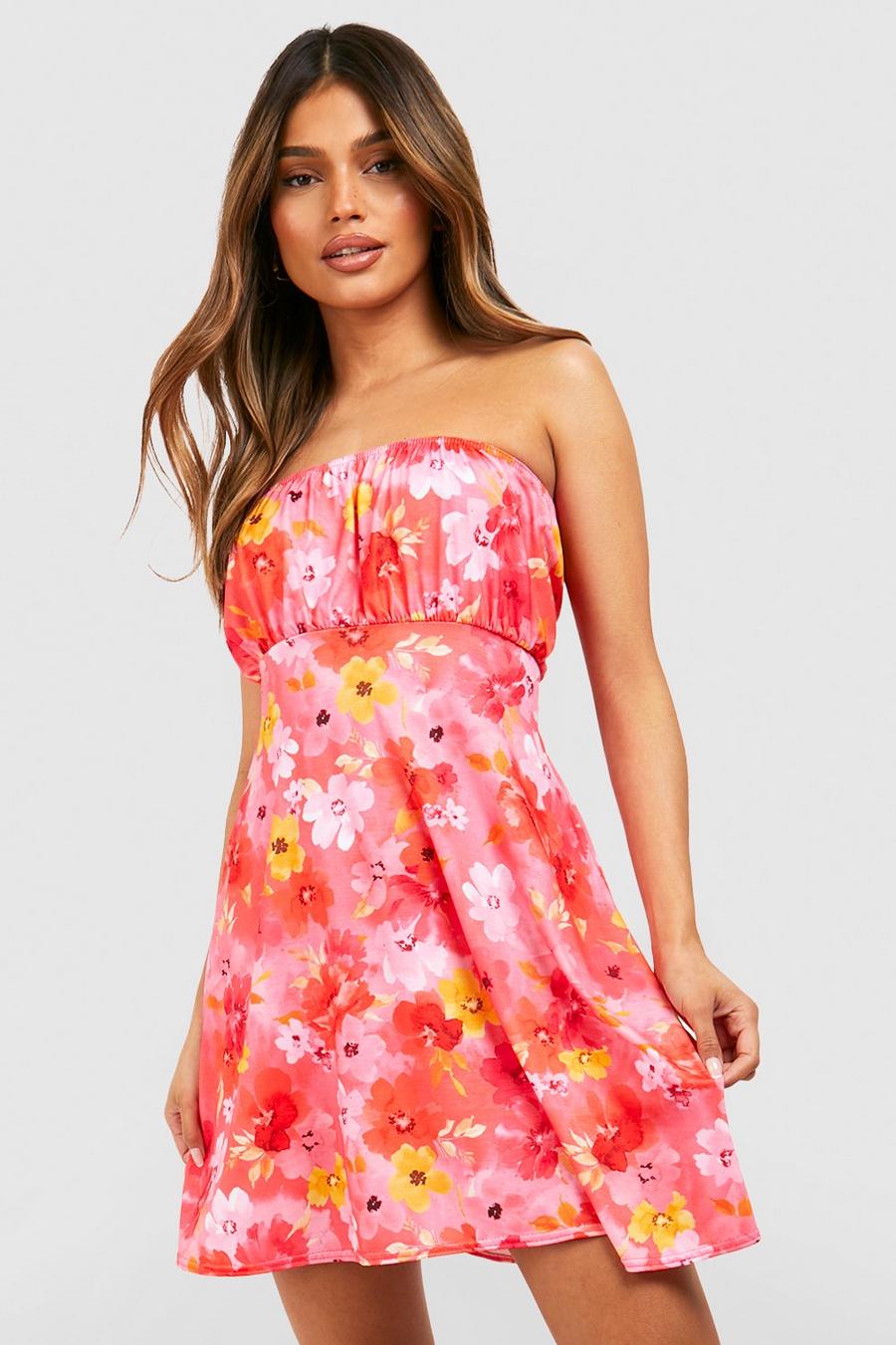 Florales Bandeau-Kleid, Pink