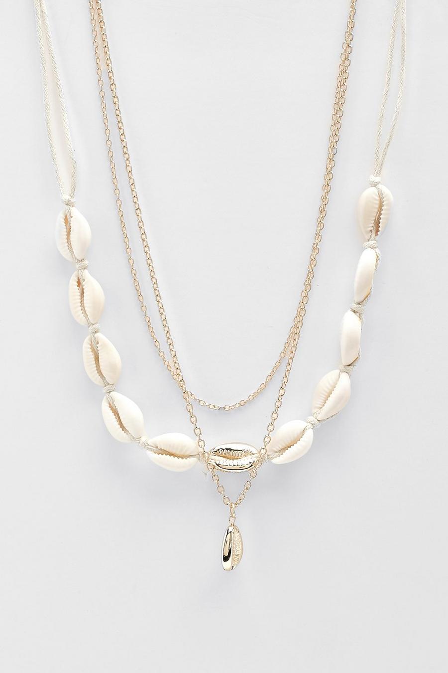 Gold Shell Multi Layer Choker Necklace
