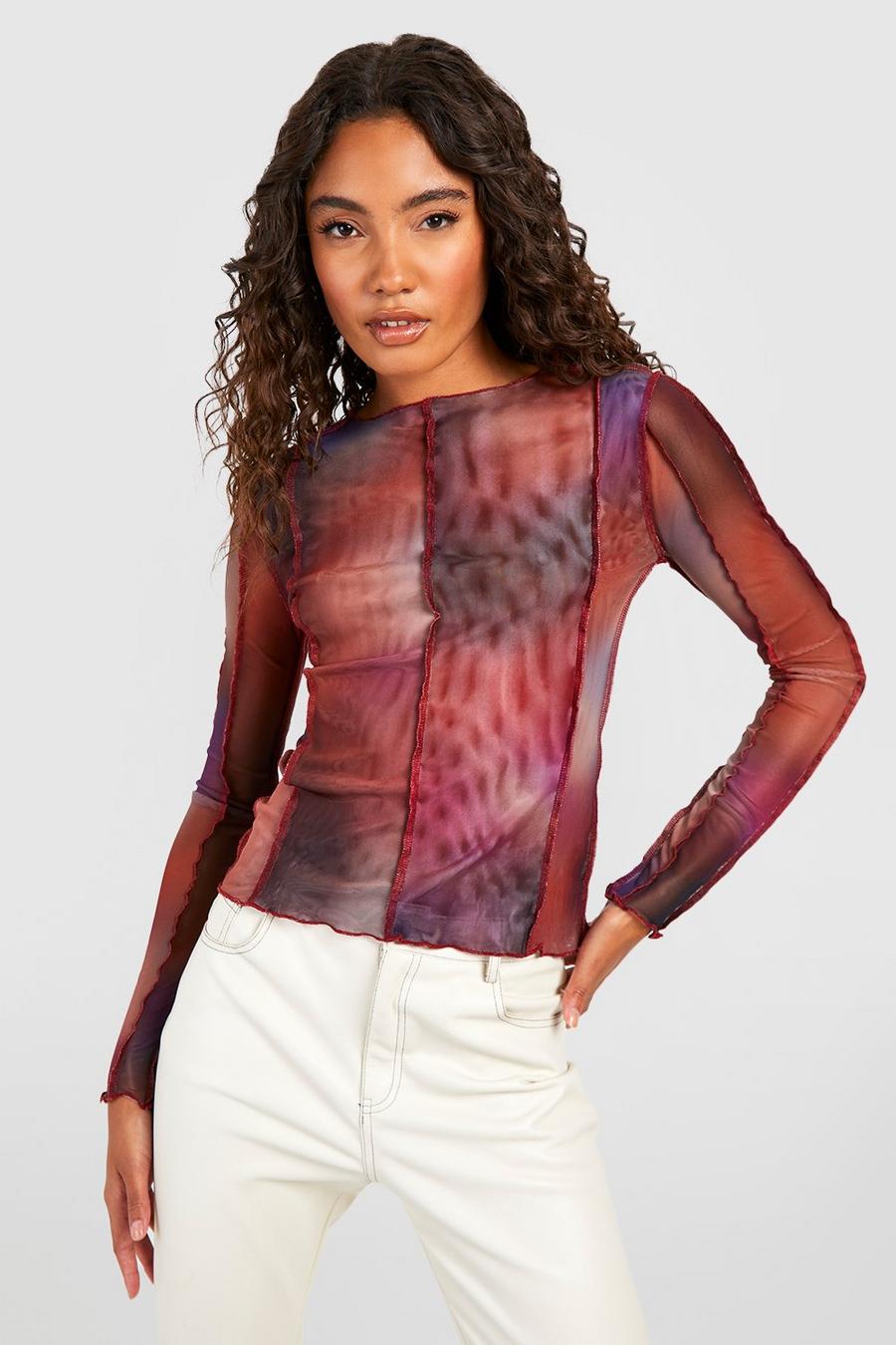 Multi Tall Double Layer Mesh Seam Detail Top