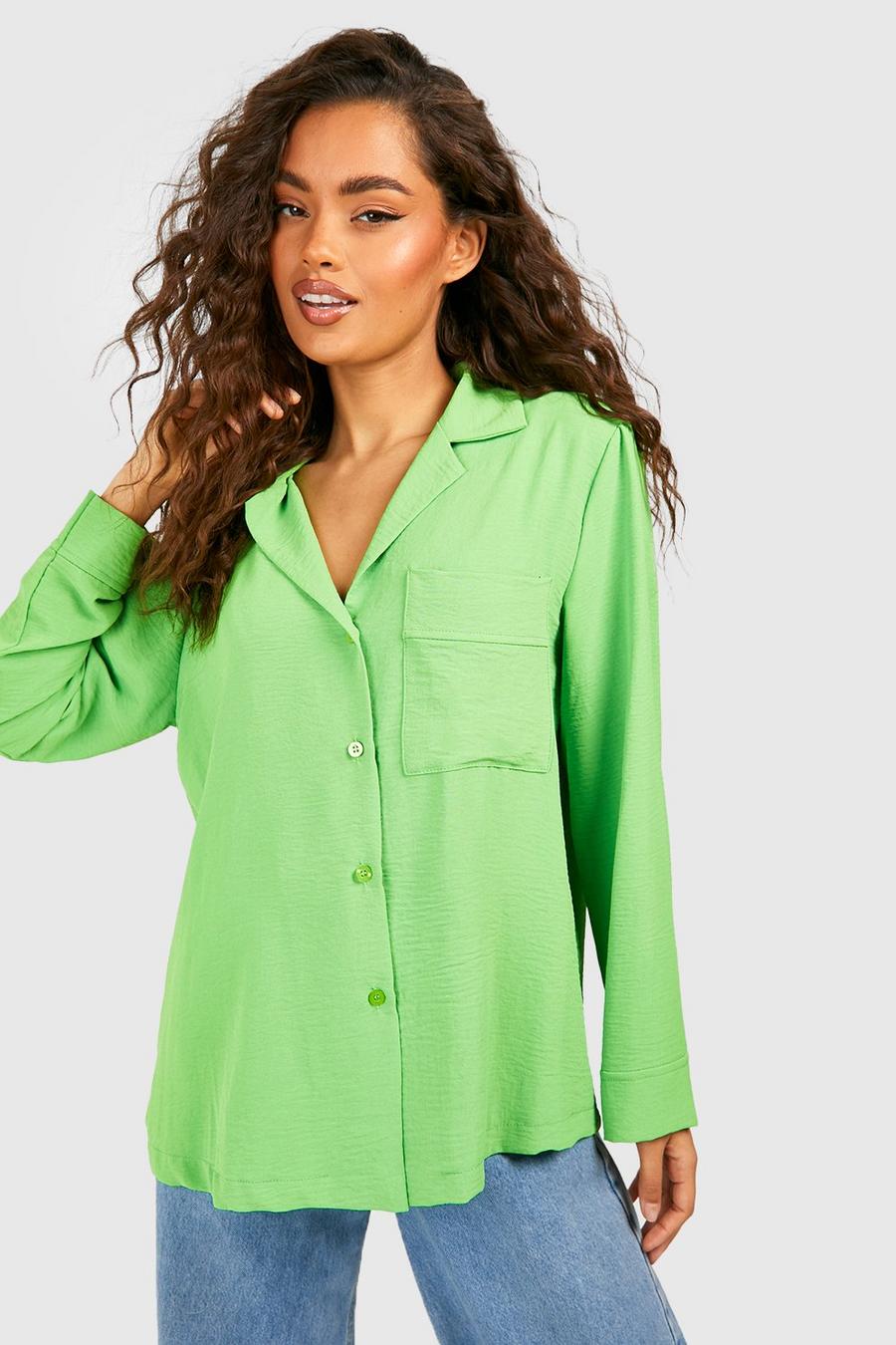 Lime Hammered Pocket Detail Relaxed Fit Shirt image number 1