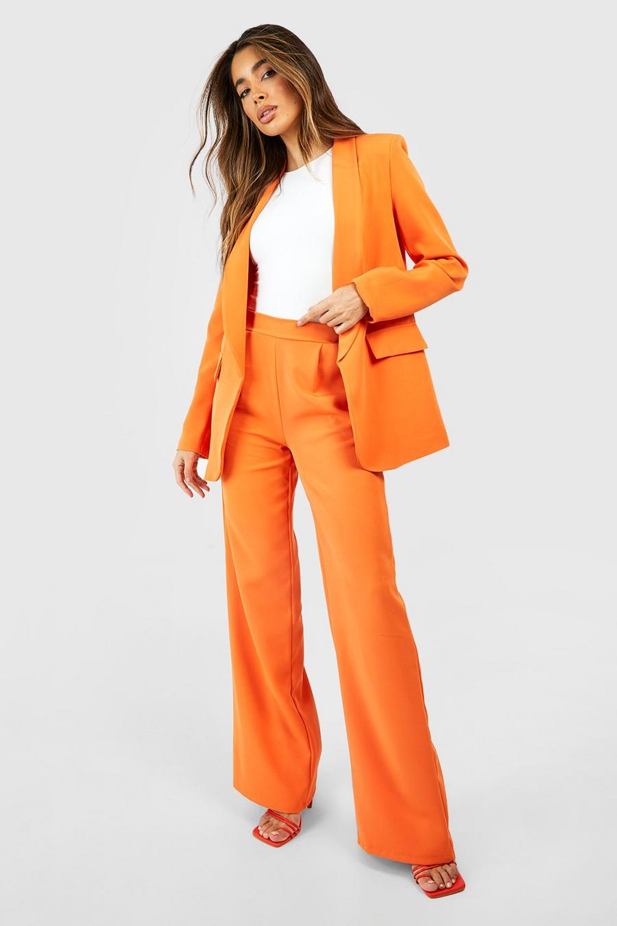 Orange Slouchy Relaxed Fit Wide Leg Tailored Pants