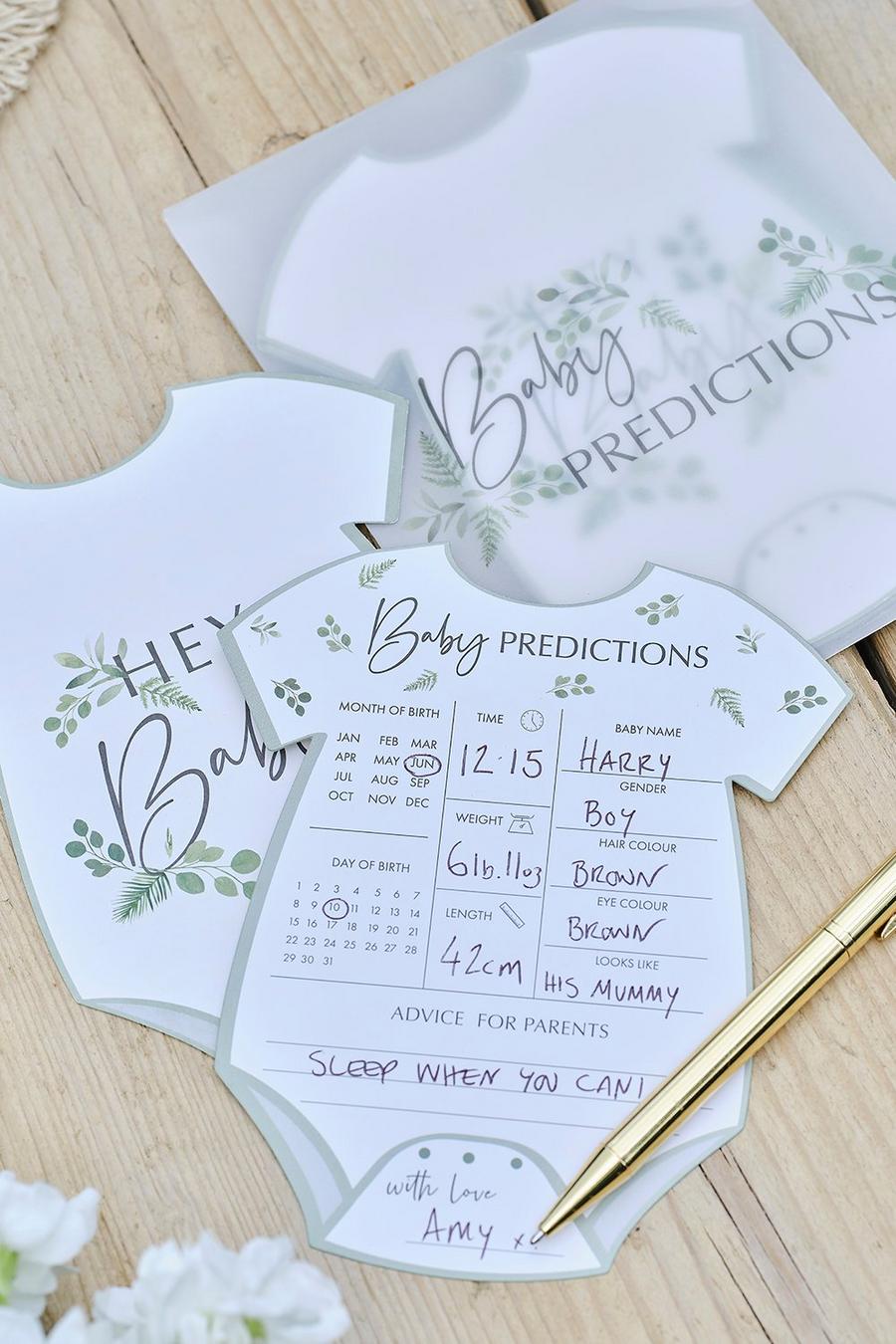 Green Ginger Ray Botanical Baby Prediction Cards