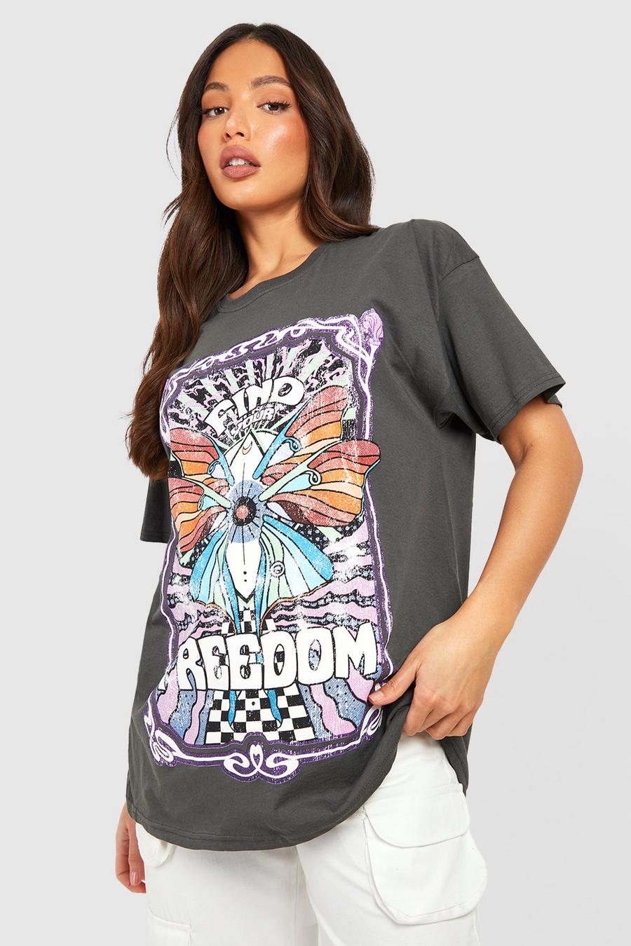 Charcoal grey Tall Find Your Freedom T-shirt 