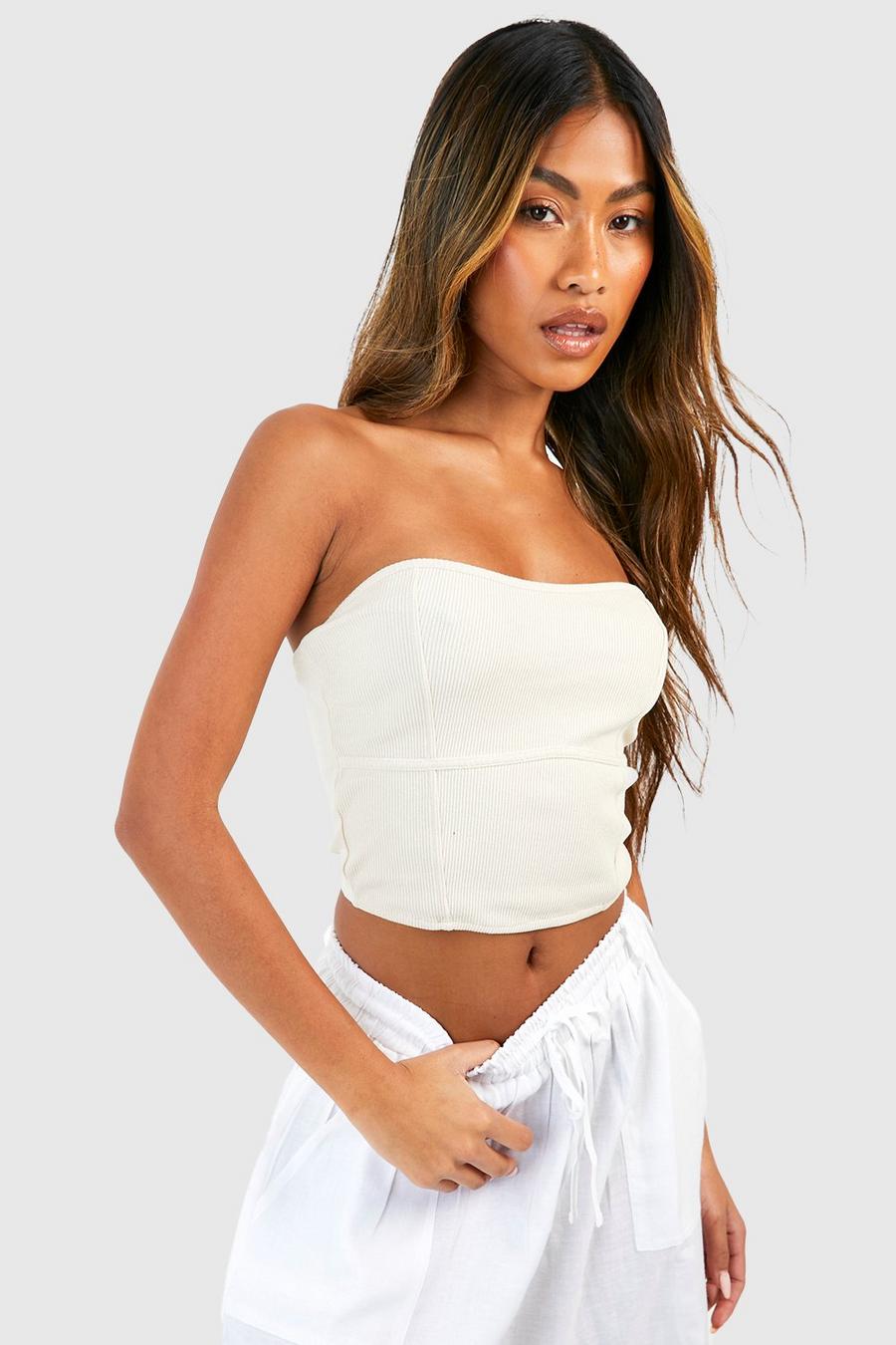 Ribbed Cropped Bandeau Top
