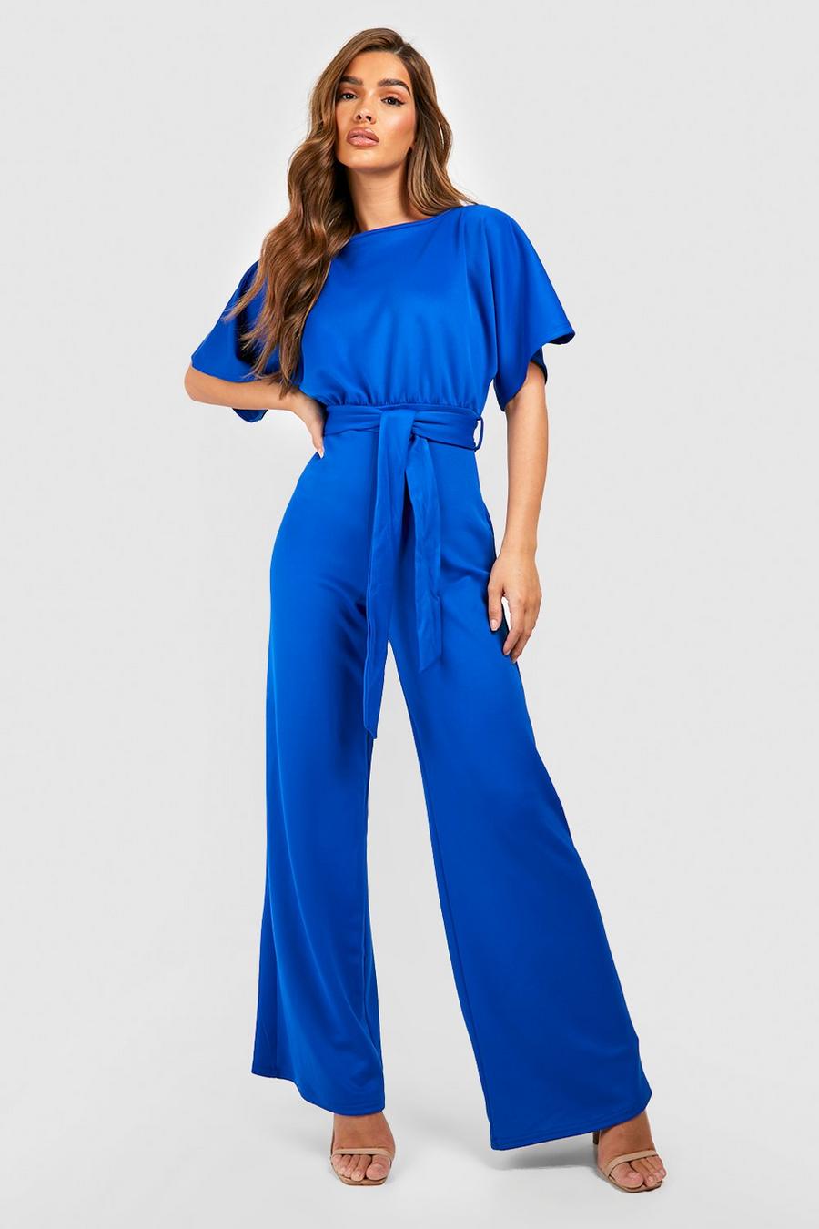 Cobalt Scuba Crepe Jumpsuit