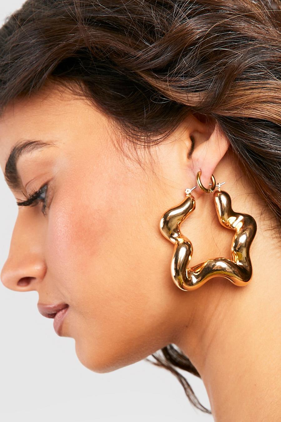 Gold Bubble Hoop Earrings image number 1