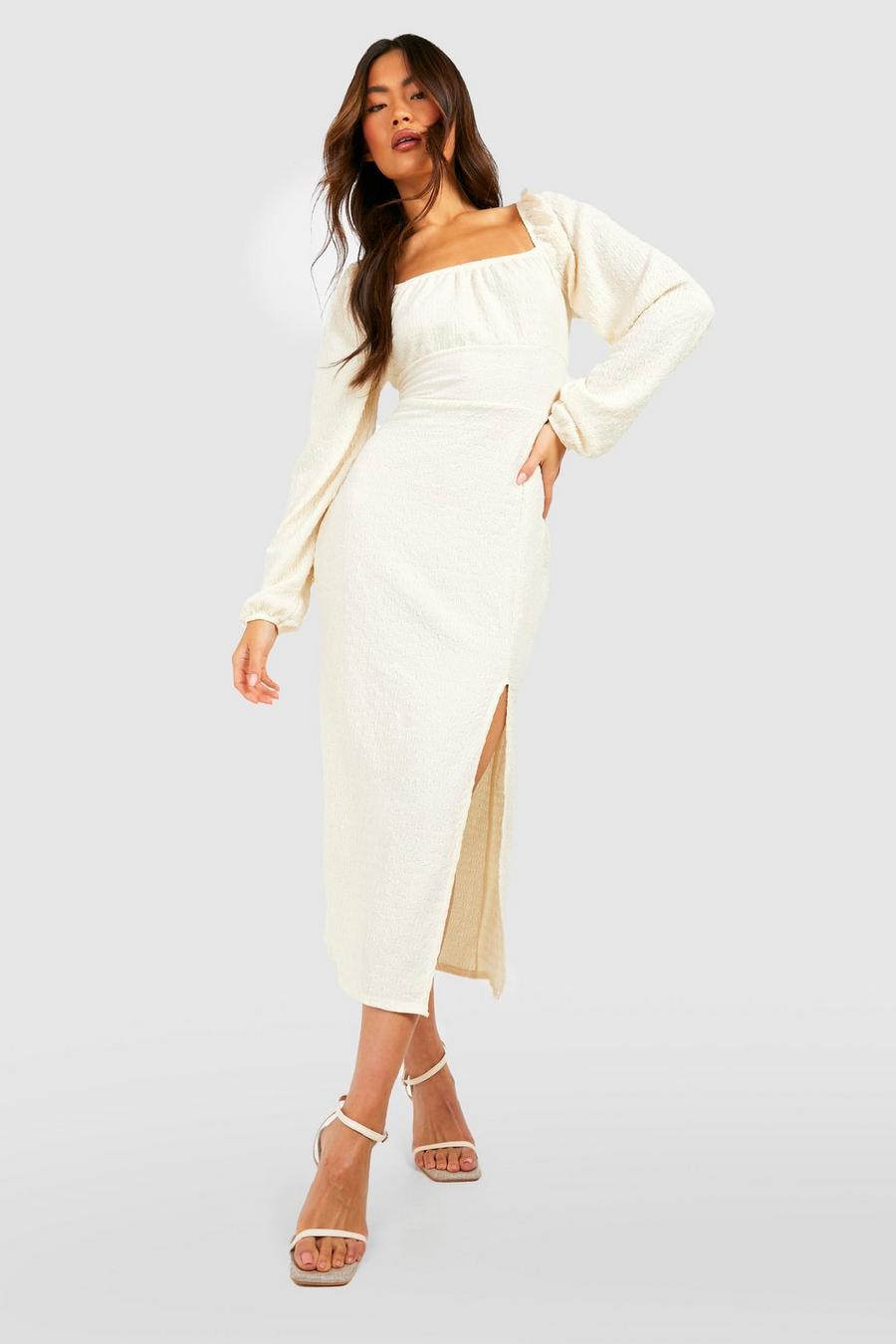 Stone Textured Ruched Bust Midi Dress