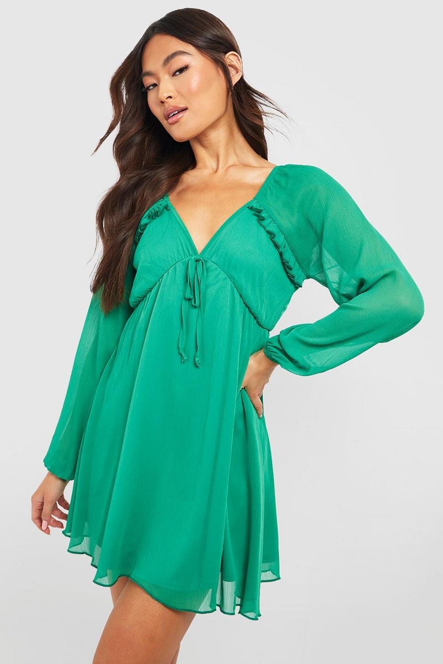 Robe patineuse nouée, Bright green