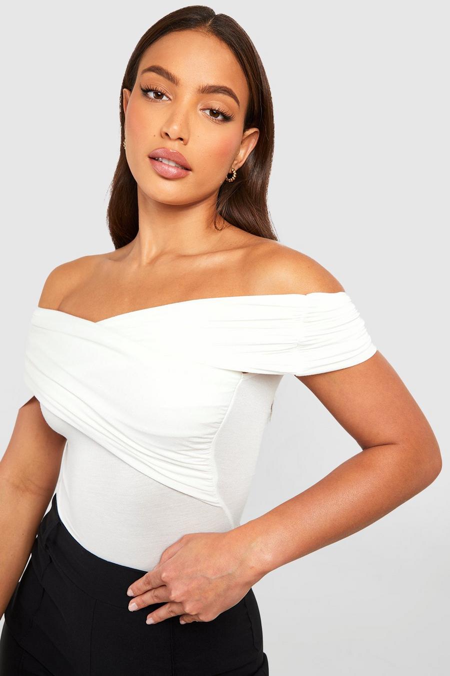 Ivory Tall Bardot Ruched Detail Bodysuit
