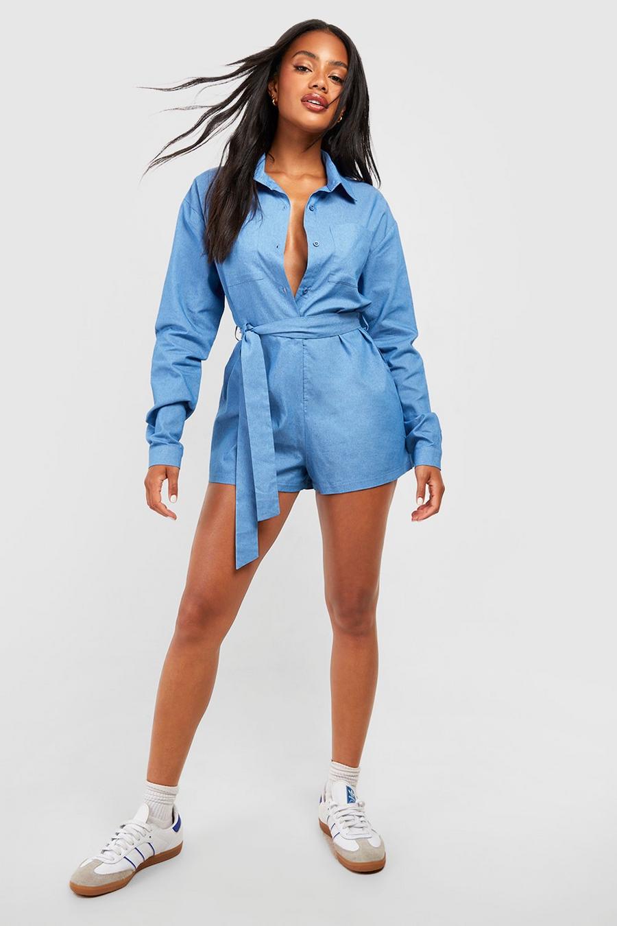 Light blue Playsuit i chambray image number 1