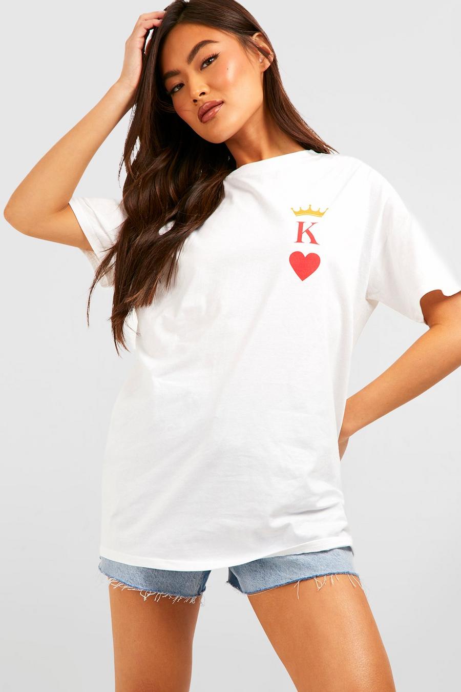 White King Of Hearts Printed Oversized T-shirt  