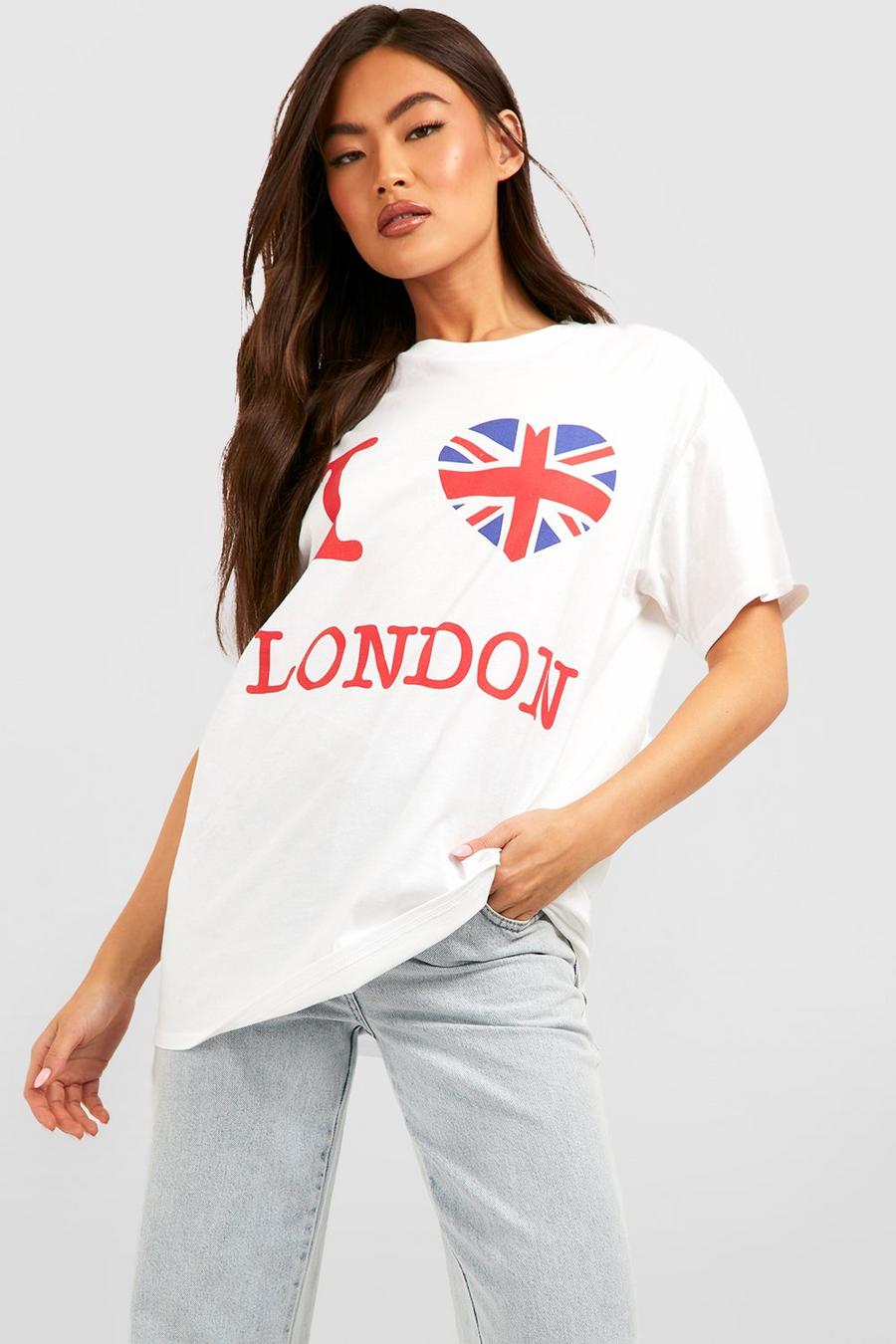 White I Heart London Printed Oversized T-shirt 