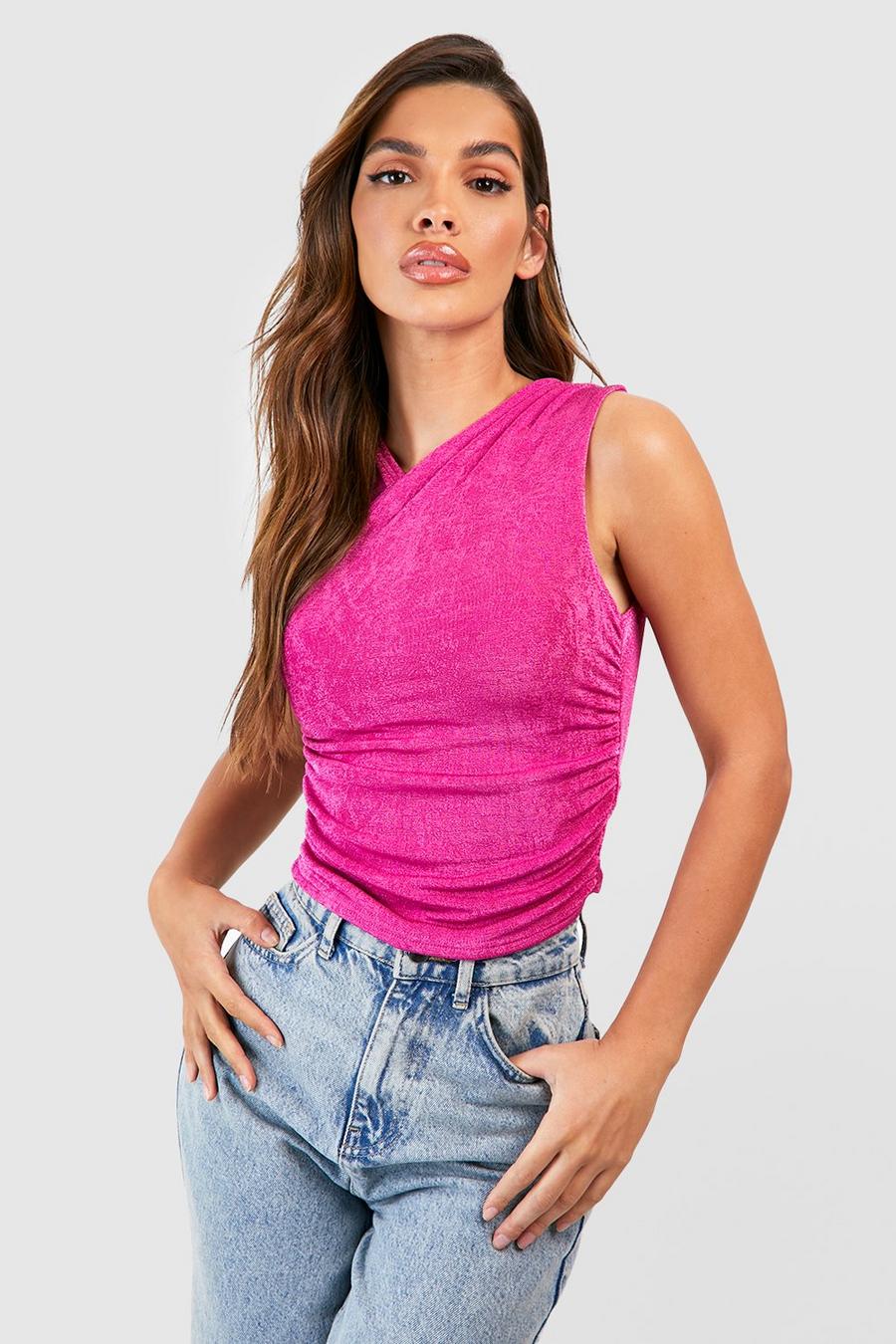 Hot pink Wrap Ruched Detail Sleeveless Top