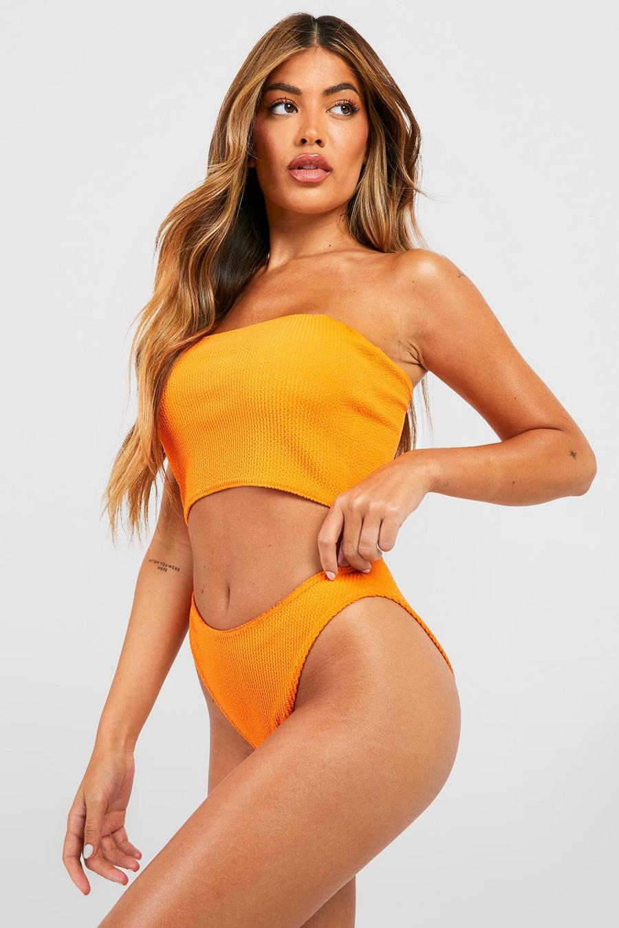Orange Crinkle Hipster Bikini Brief