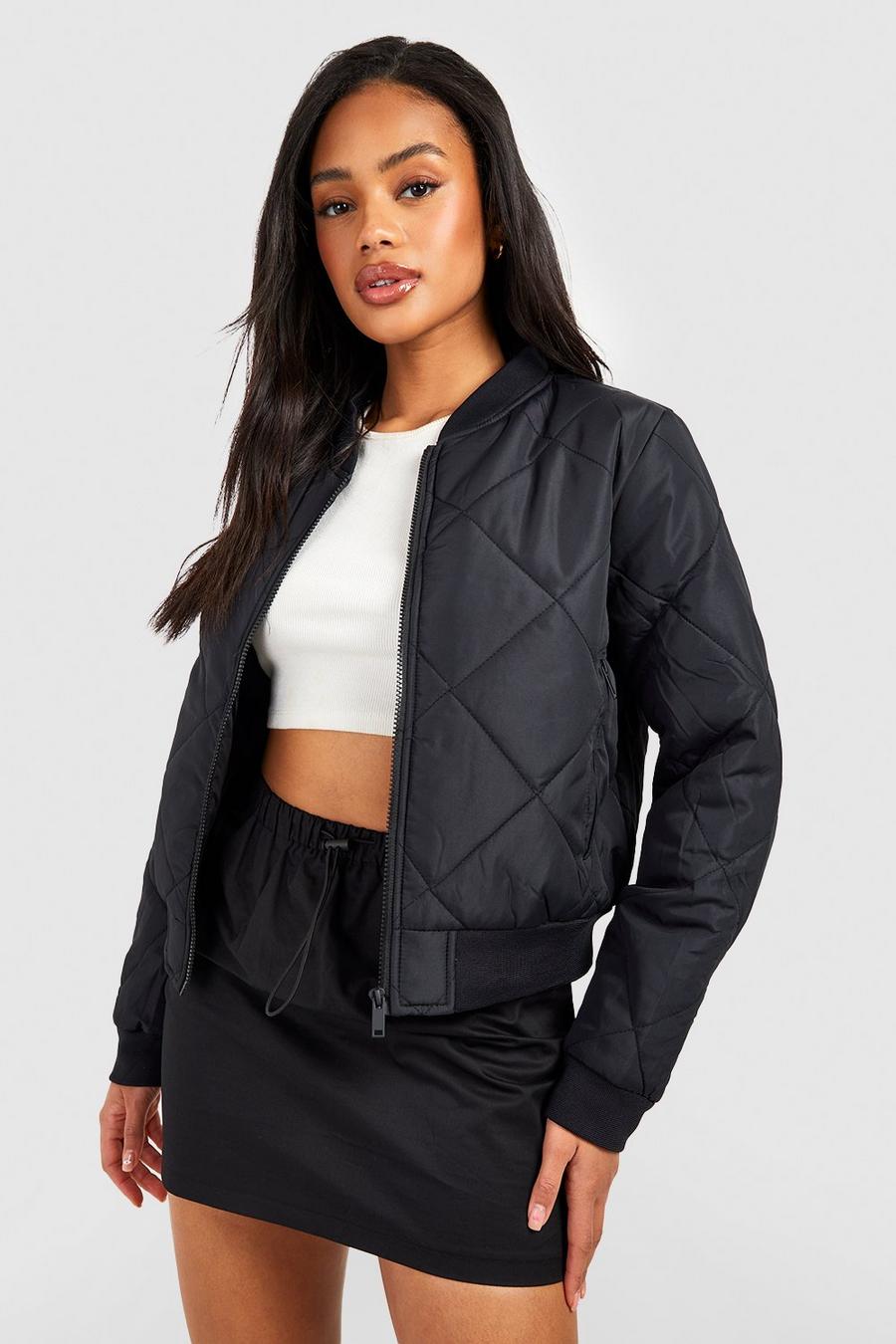 Black Diamond Quilted Bomber Jacket