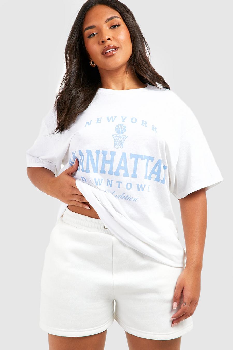 Camiseta Plus con estampado de Manhattan, Pastel blue