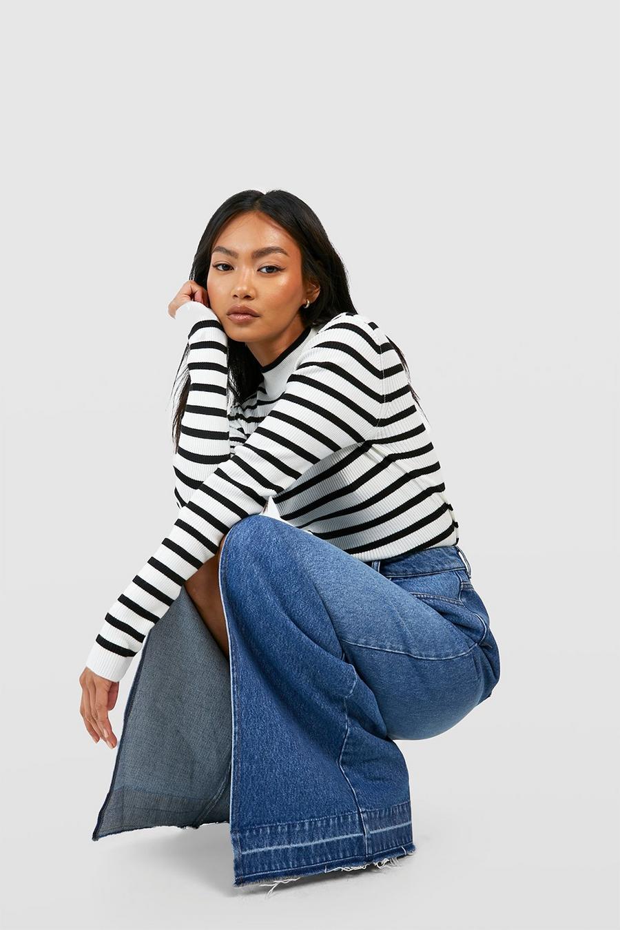 Black Fine Gauge Stripe Sweater image number 1