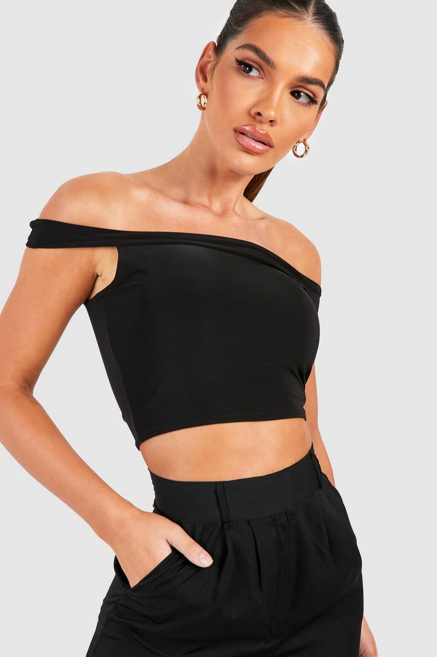 Double Layer Bardot Crop Top