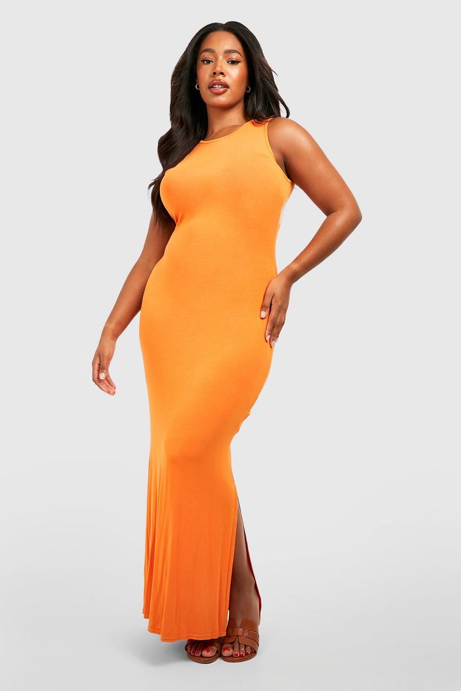 Orange Plus Side Split Maxi Dress