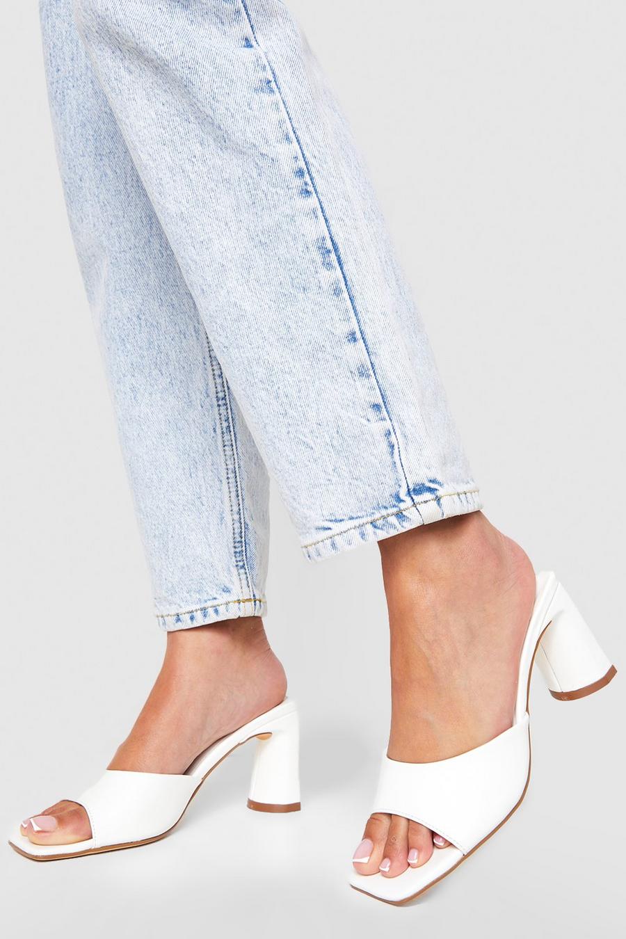 Flache Mules, White