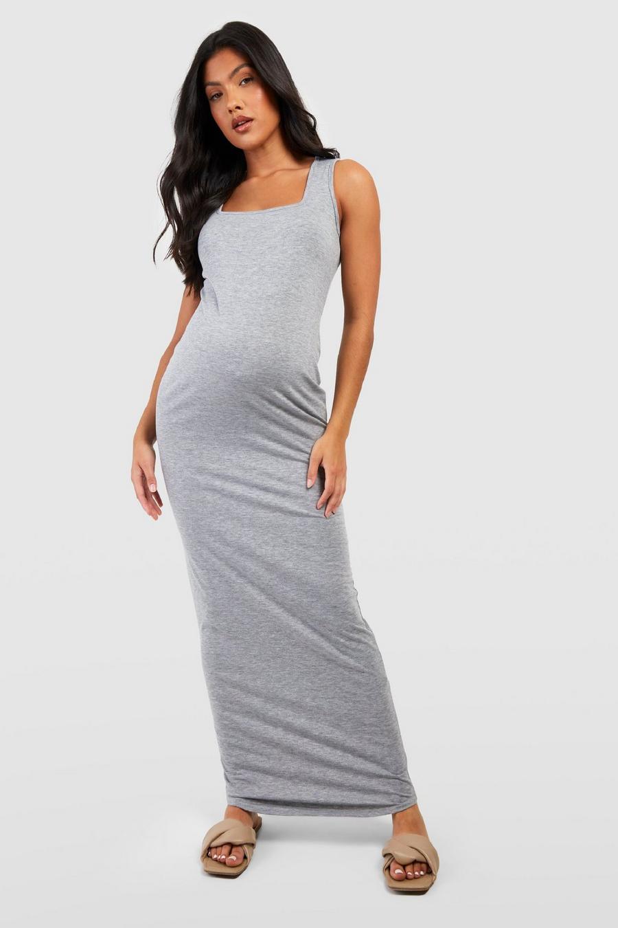 Grey marl Maternity Square Neck Maxi Dress image number 1