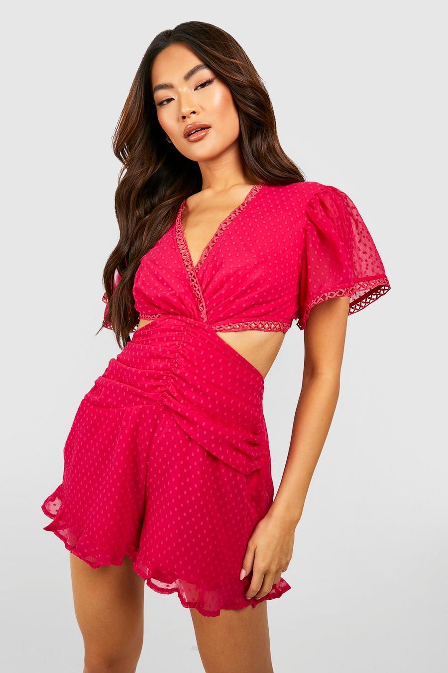 Hot pink Dobby Cut Out Romper