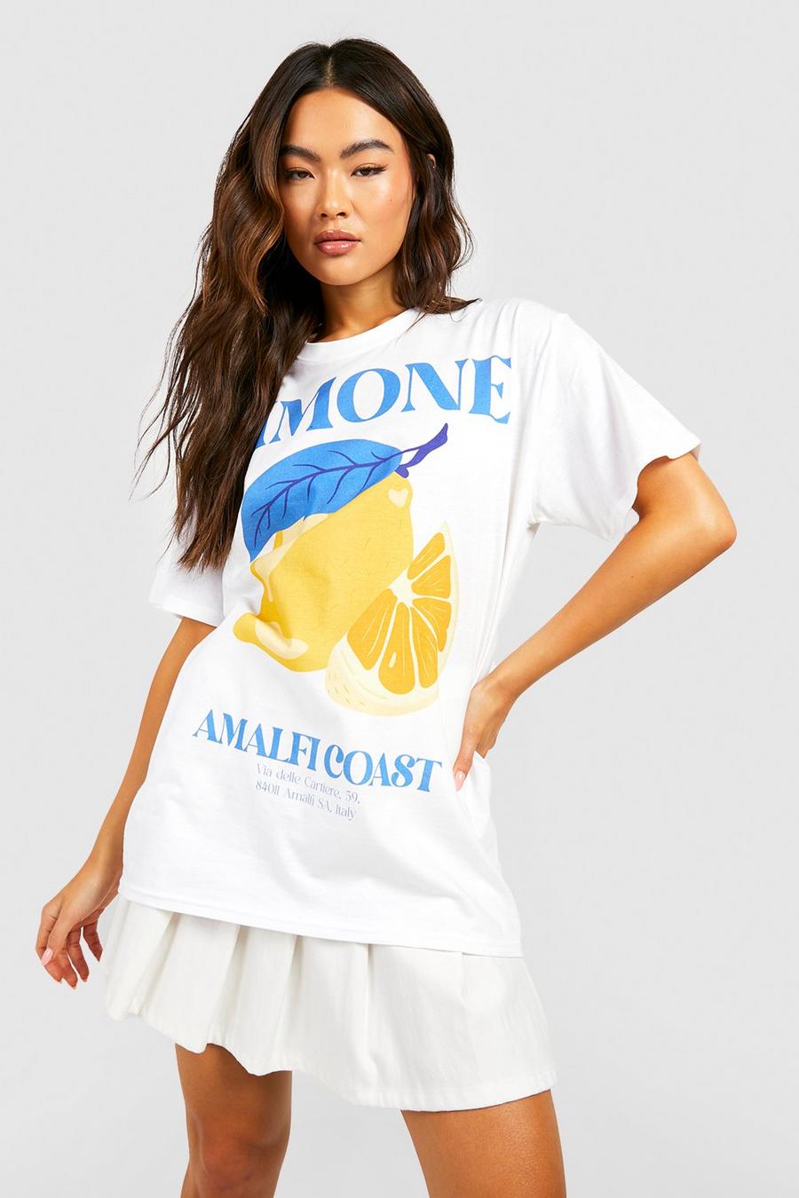 Oversize T-Shirt mit Zitronen-Print, White