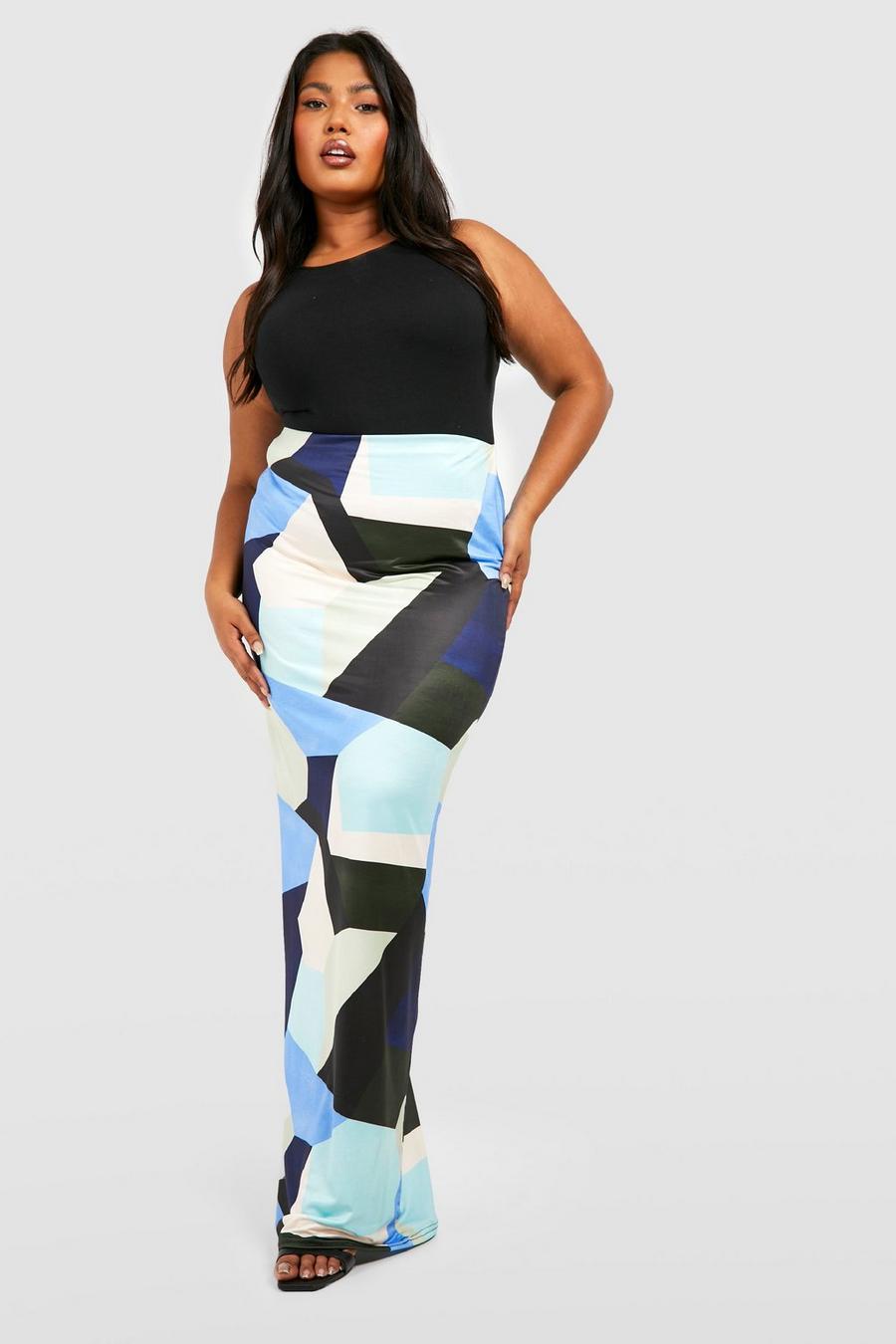 Multi Plus Abstract Slinky Maxi Skirt image number 1