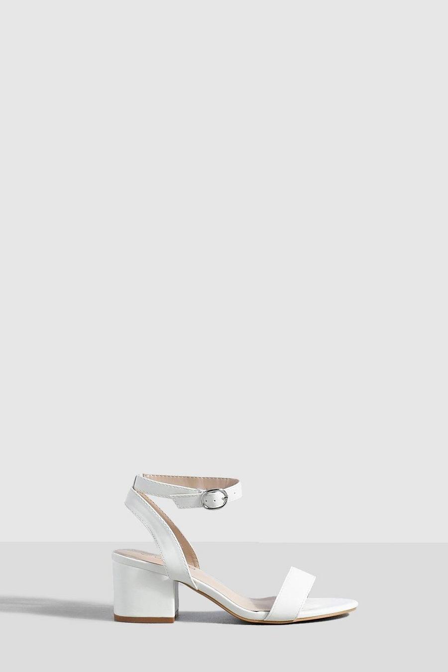 White Wide Fit Basic Low Block Heel  image number 1