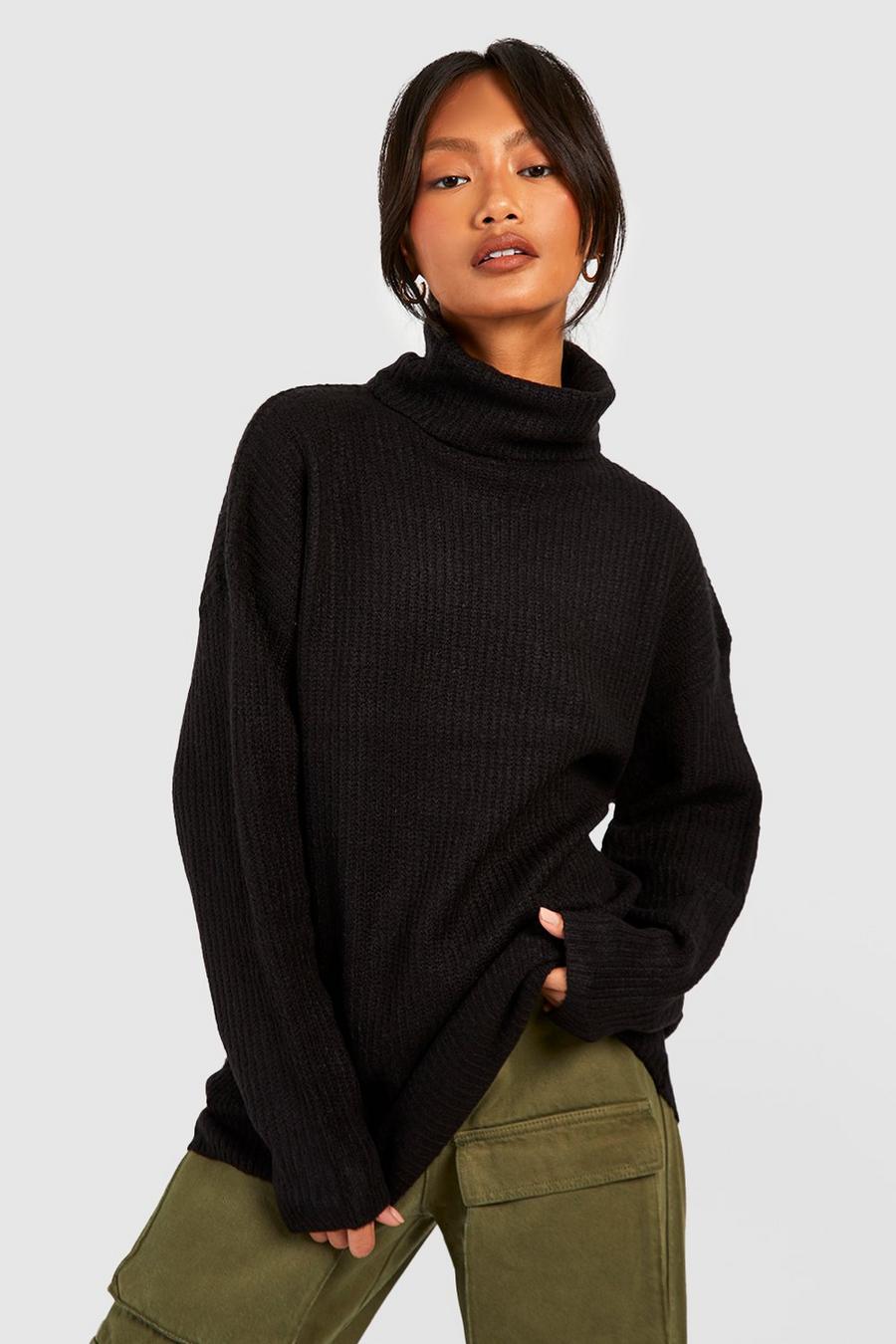 Black Turtleneck Oversized Knitted Sweater